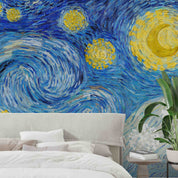 3D Oil Painting Starry Sky Sun Ripple Blue Wall Mural Wallpaper YXL 149