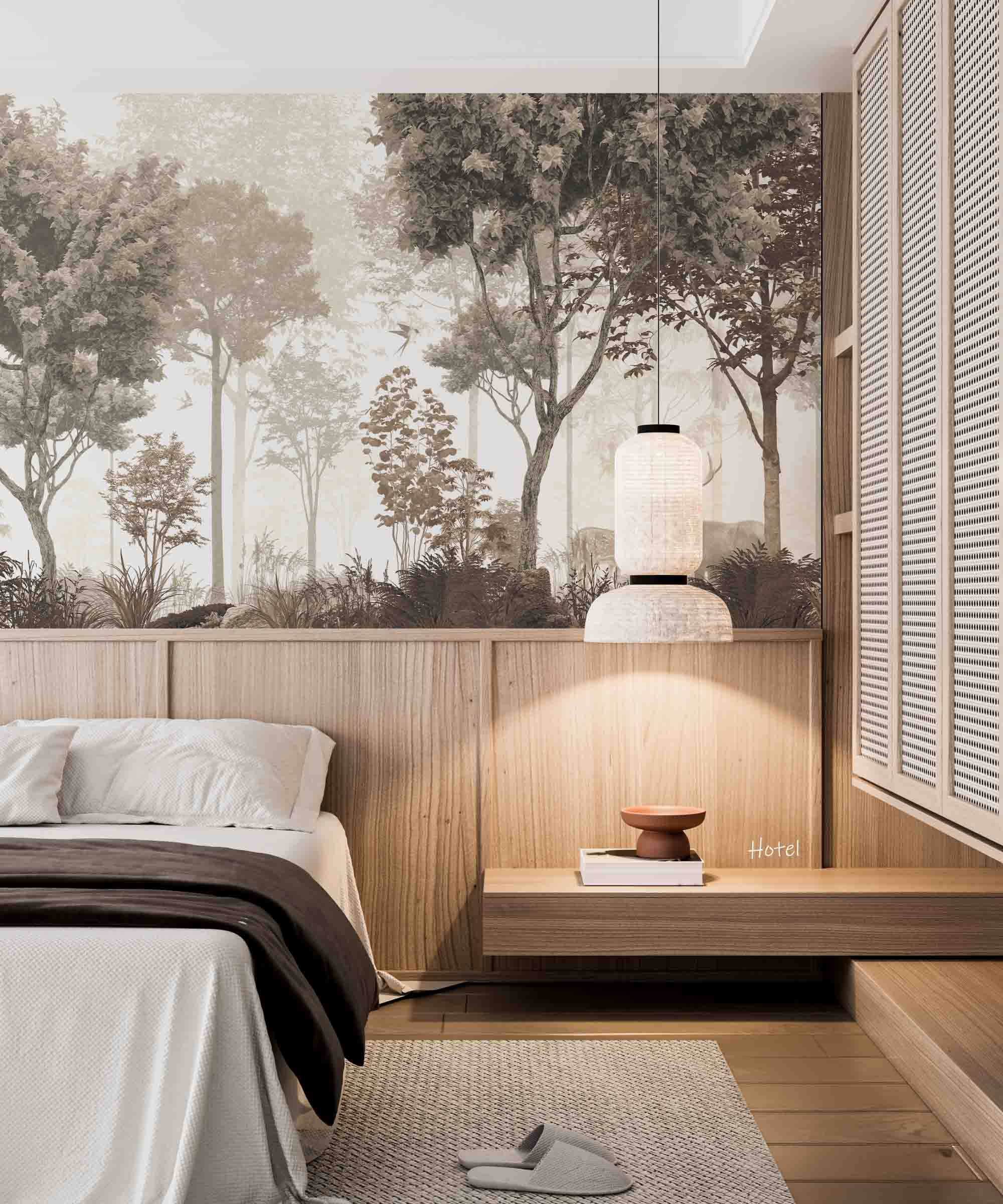 3D Hotel Inn Motel Hostel Resort Manor Scenery Forest Wall Mural Wallpaper 11