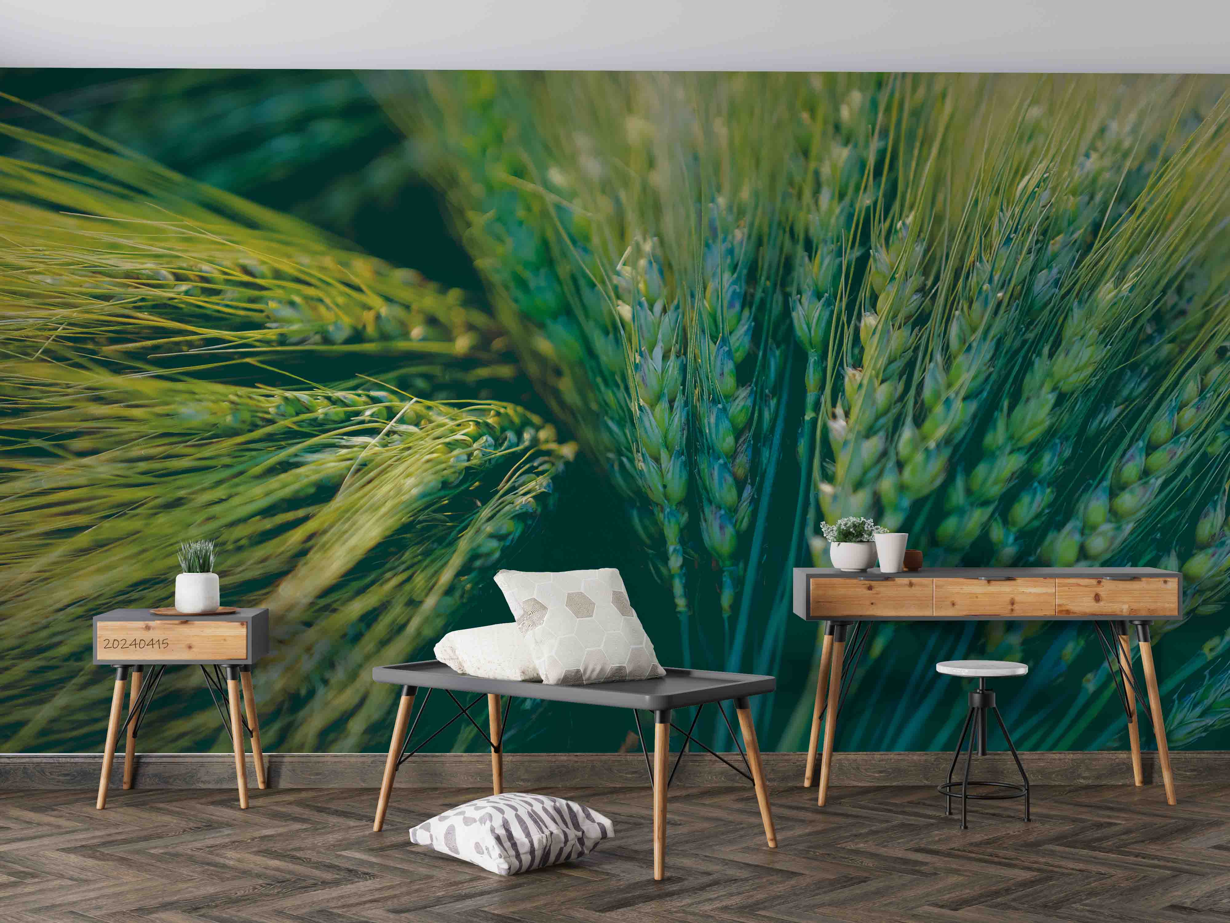 3D Green Wheat Ear Pattern Wallpaper Wall Mural Wall Decor Wall Art Wall Sticker Remoable Wallpaper