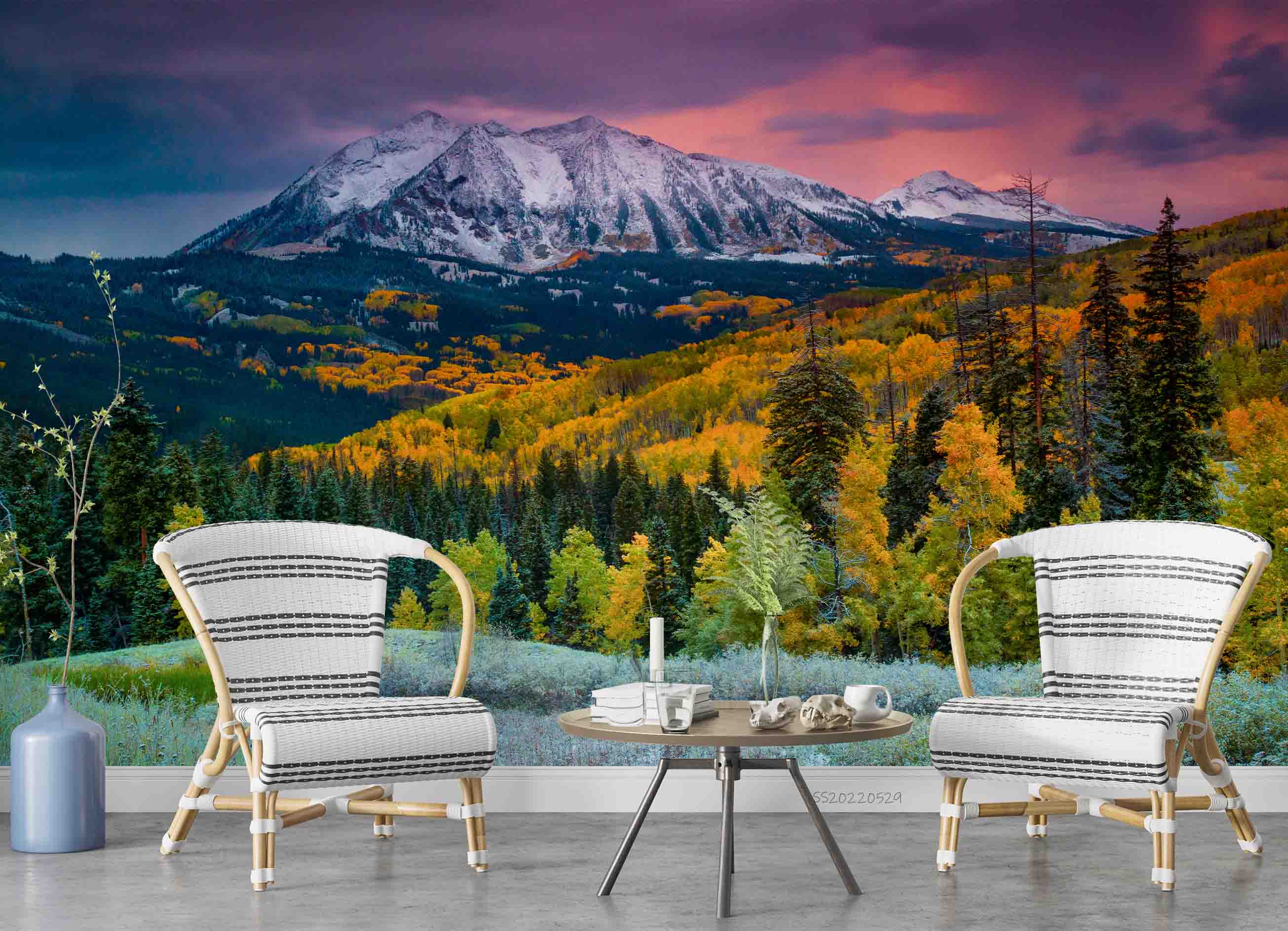 3D Autumn Forest East Beckwith Mountains Valley Landscape Wall Mural Wallpaper GD 4297- Jess Art Decoration