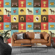 3D Horse Dressage Icon Wall Mural Wallpaper GD 5349- Jess Art Decoration