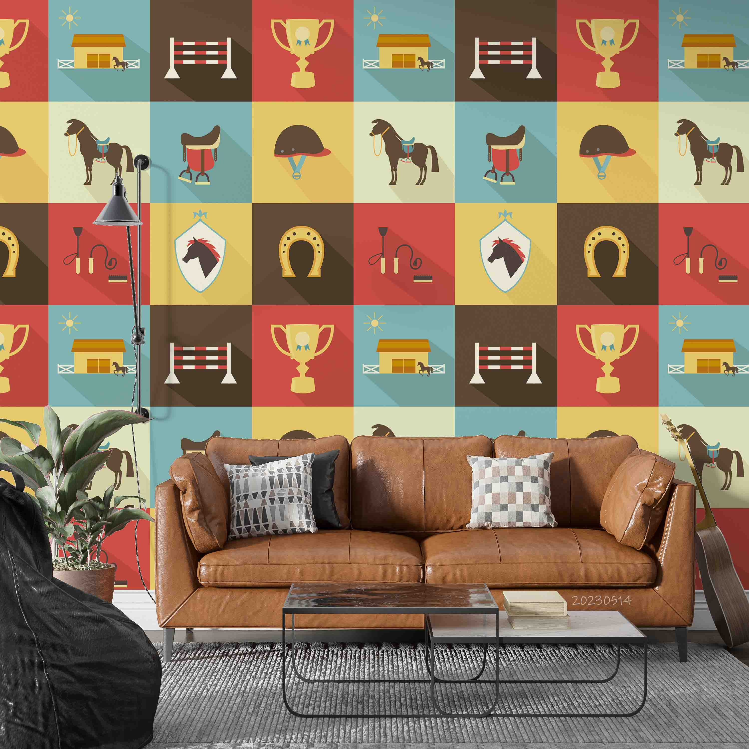 3D Horse Dressage Icon Wall Mural Wallpaper GD 5349- Jess Art Decoration