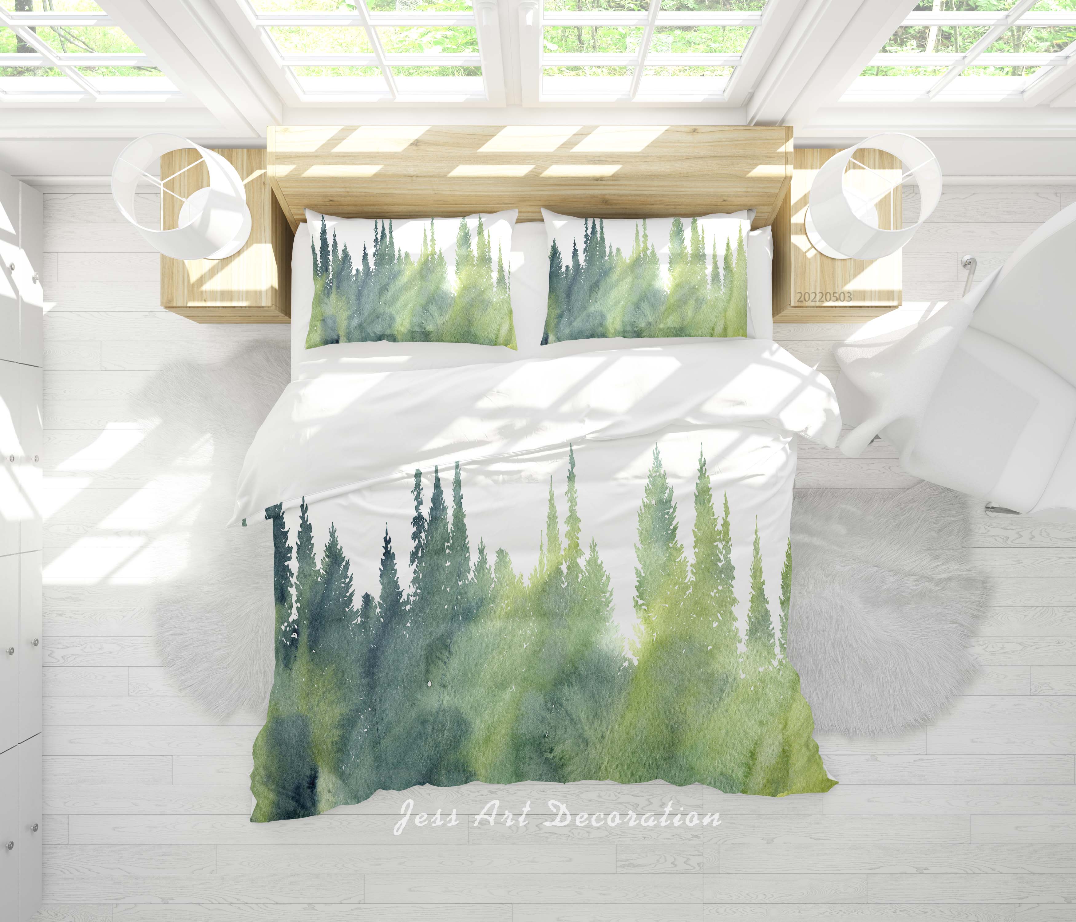 3D Forest Tree Quilt Cover Set Bedding Set Duvet Cover Pillowcase 485
