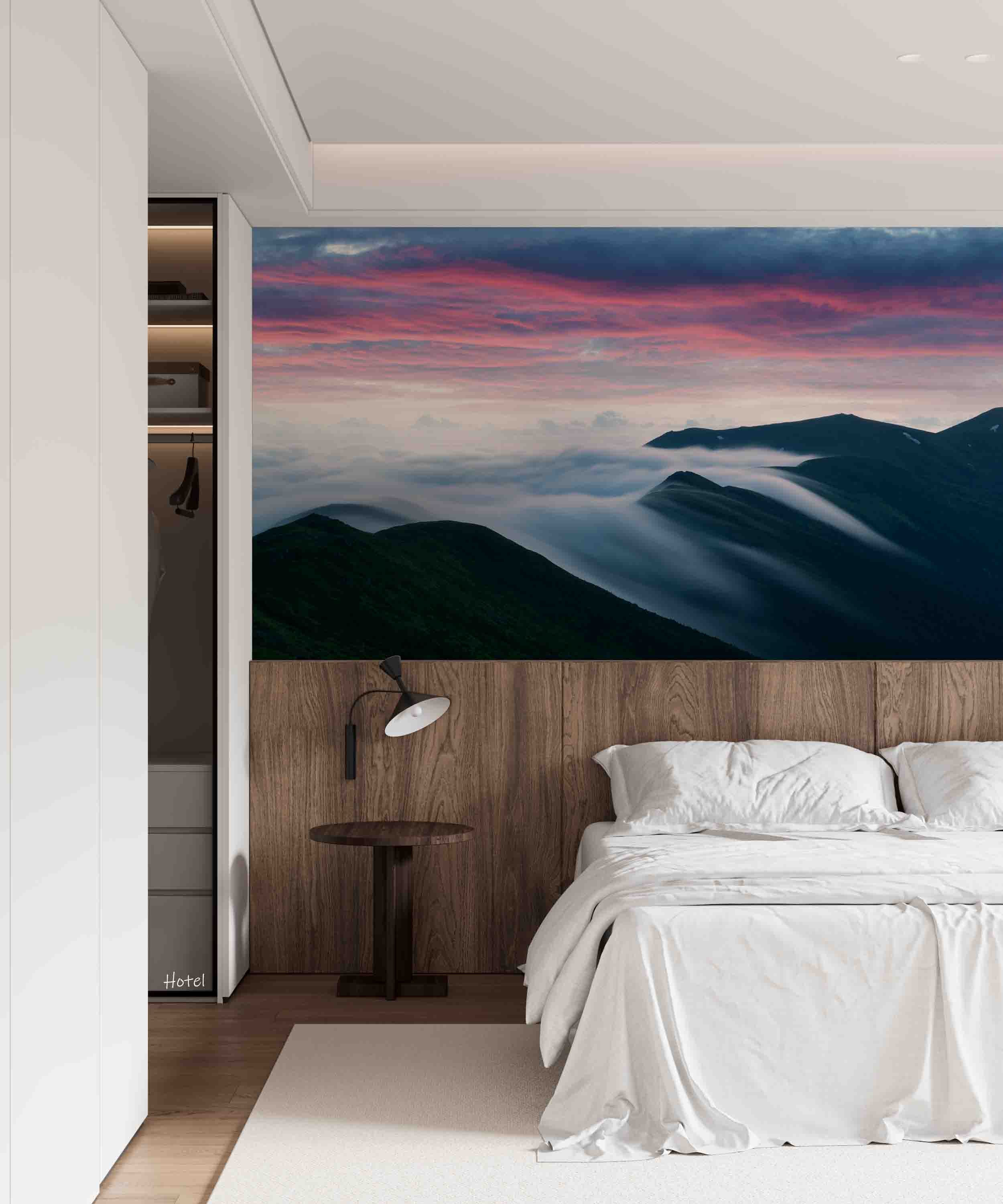 3D Hotel Inn Motel Hostel Resort Manor Scenery Mountains Clouds Wall Mural Wallpaper 10