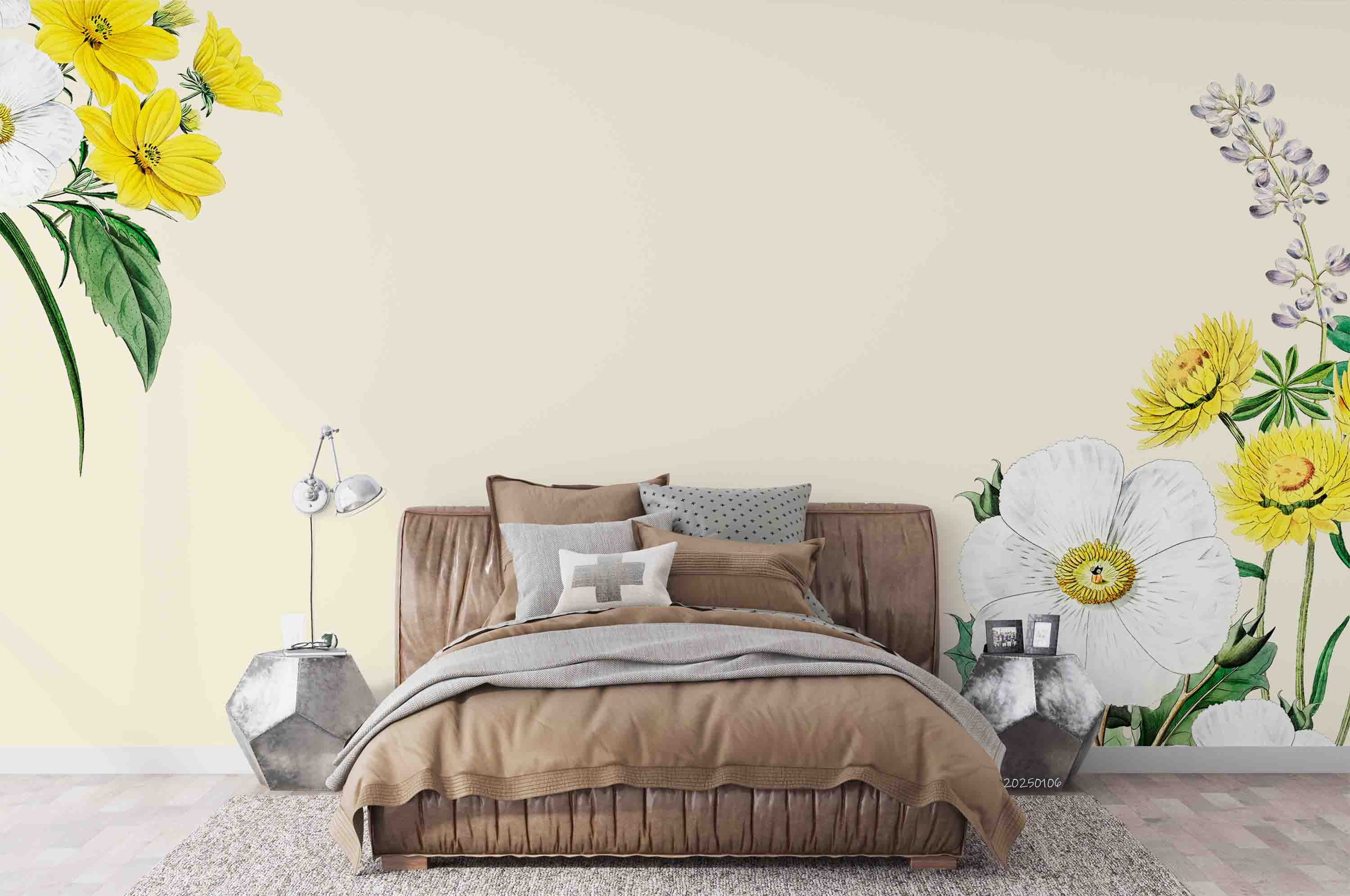 3D Watercolor Yellow White Floral Wallpaper Wall Mural Wall Decor Wall Art Wall Sticker Remoable Wallpaper LQH 36