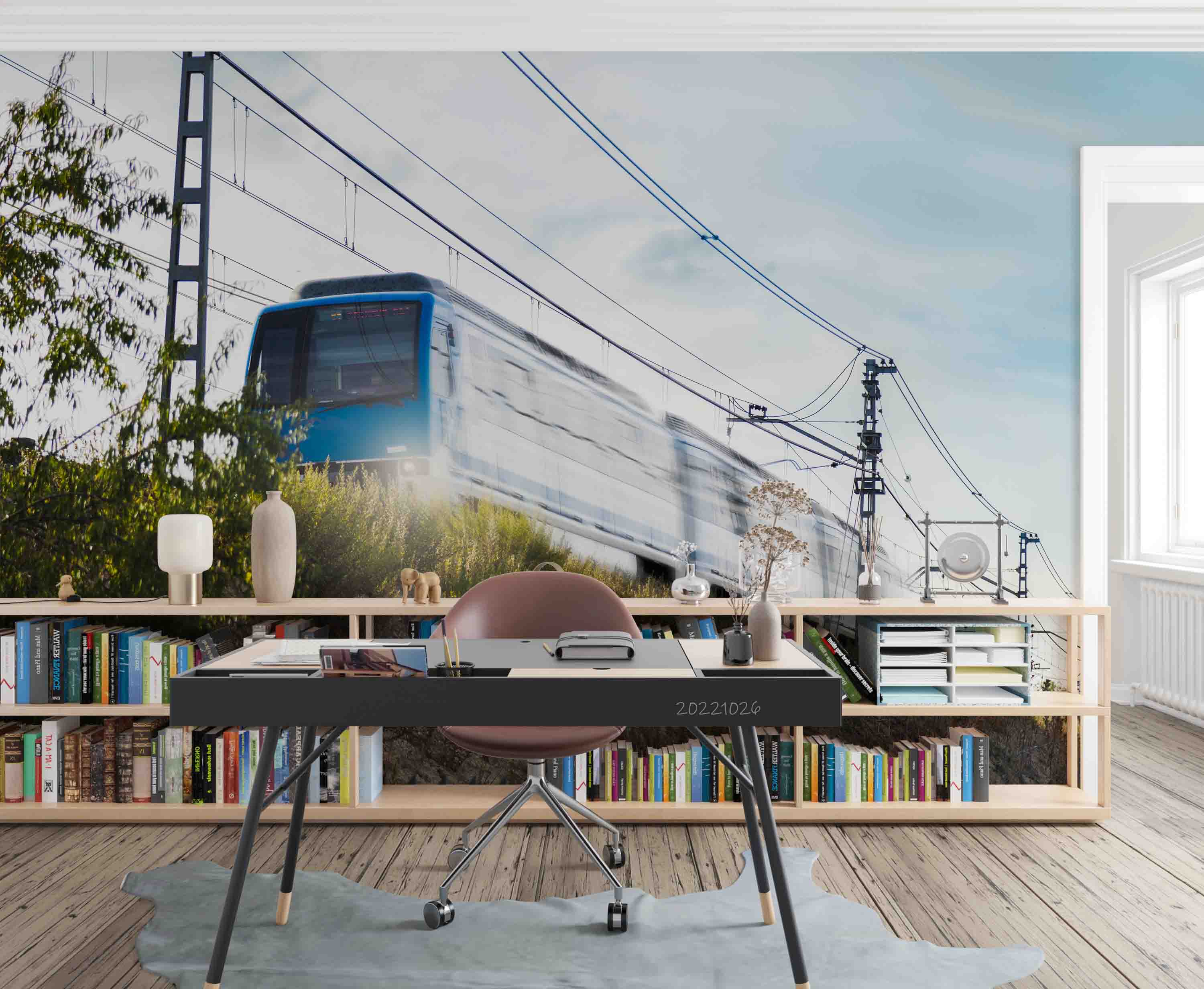 3D Fast Train Crossing Countryside Wall Mural Wallpaper GD 3172- Jess Art Decoration