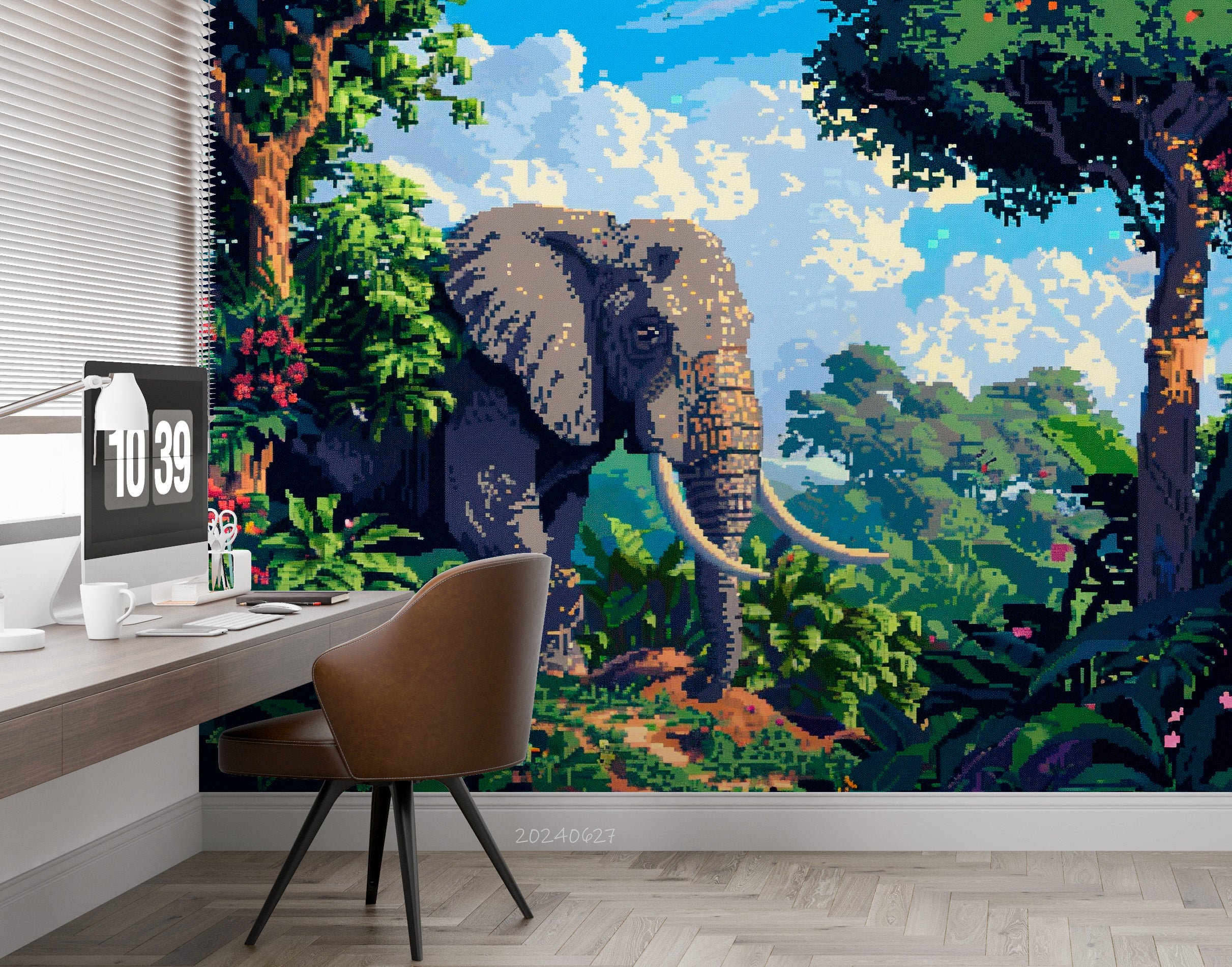 3D Tree Stone Floral Elephant Wall Mural Wallpaper YXL 720