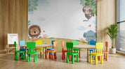 3D Cartoon Animals Kids Elephant Monkey Lion Scenery Wall Mural Wallpaper JN