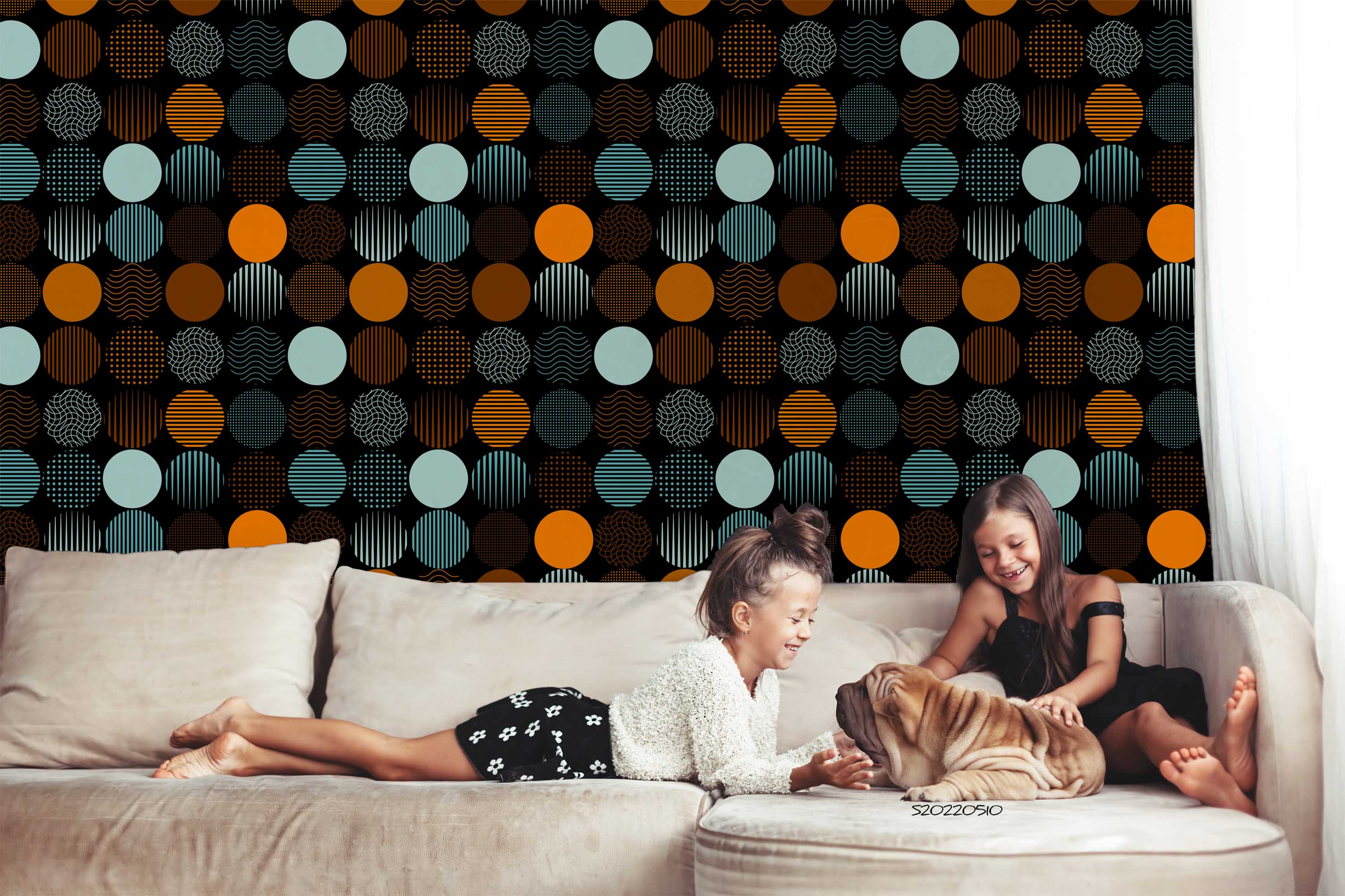 3D Dot Stripe Circle Pattern Wall Mural Wallpaper GD 4114- Jess Art Decoration