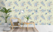 3D Floral Leaf Butterfly Blue Wall Mural Wallpaper YXL 2249
