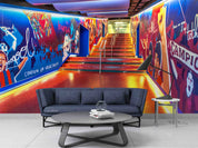 3D Graffiti Poster Stairs Person Lamplight Wall Mural Wallpaper YXL 220