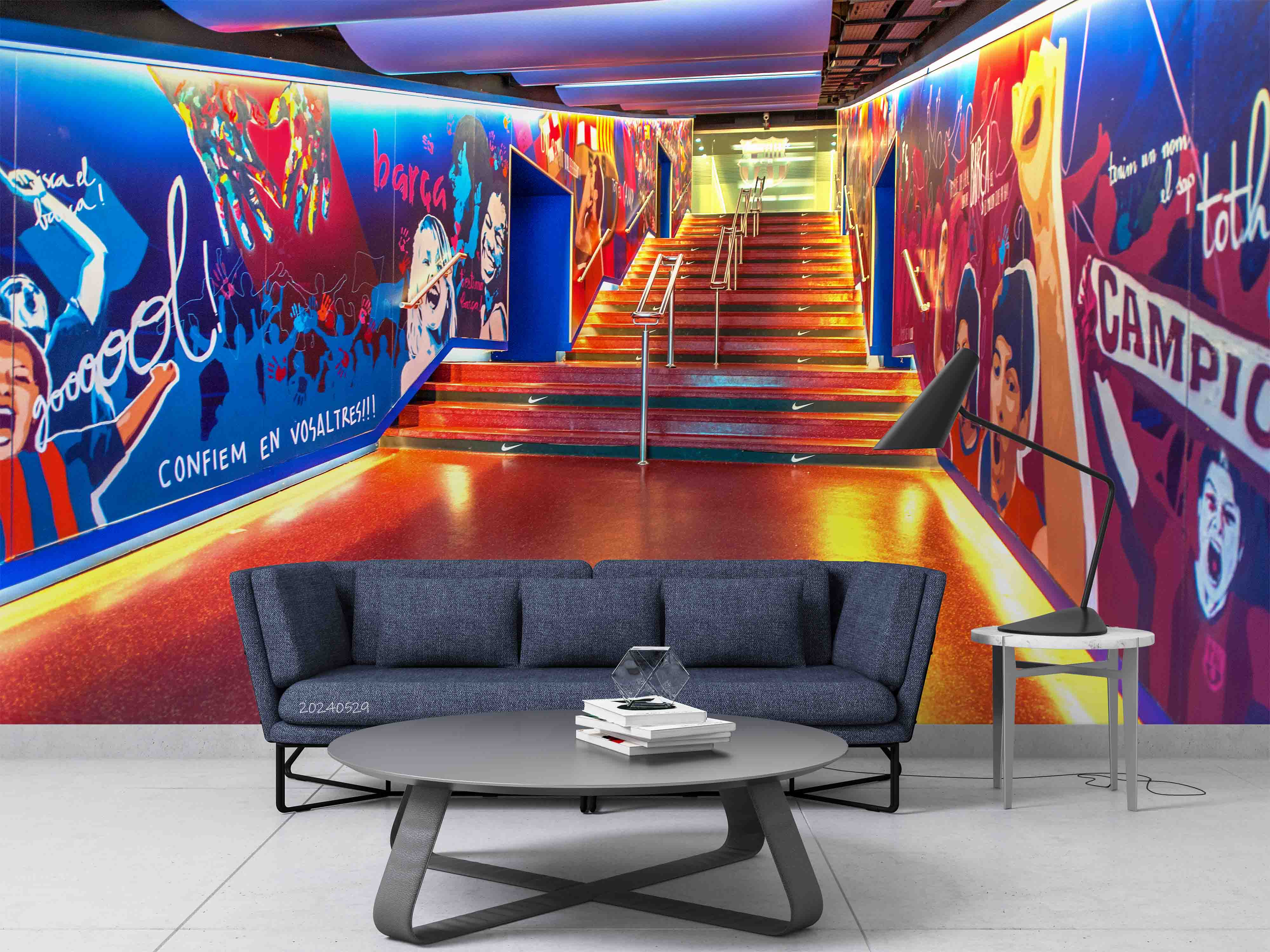 3D Graffiti Poster Stairs Person Lamplight Wall Mural Wallpaper YXL 220