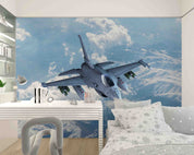 3D Royal Air Force F16 Fighter Mountain Landscape Clouds Wall Mural Wallpaper GD 5377- Jess Art Decoration