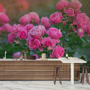 3D Pink Rose Flower Green Leaves Plant Wallpaper Wall Mural Wall Decor Wall Art Wall Sticker Remoable Wallpaper