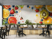 3D Pomegranate Kiwi Fruit Strawberry Blueberry Wall Mural Wallpaper YXL 304