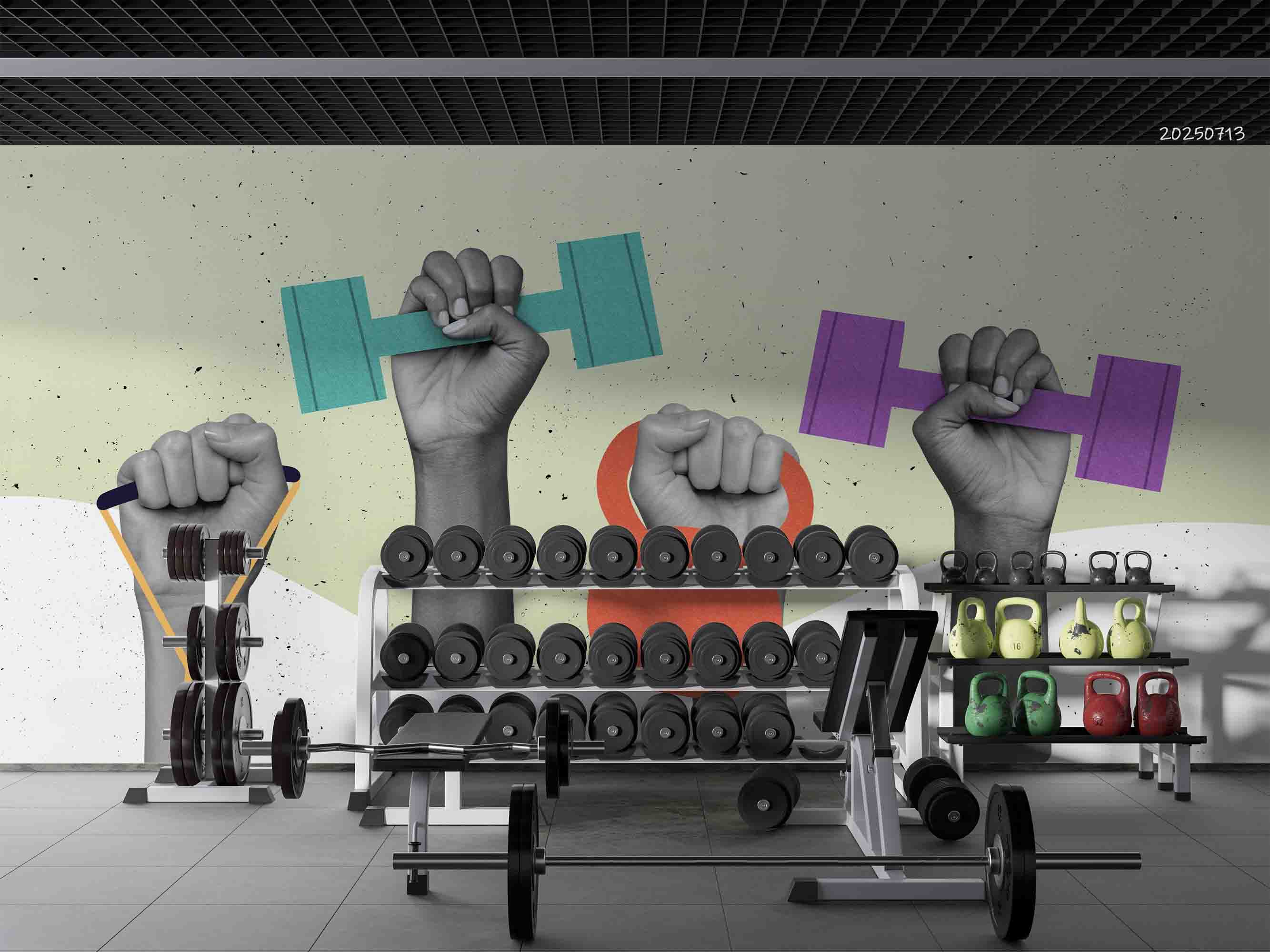 3D Gym Fitness Dumbbell Wall Mural Wallpaper 7