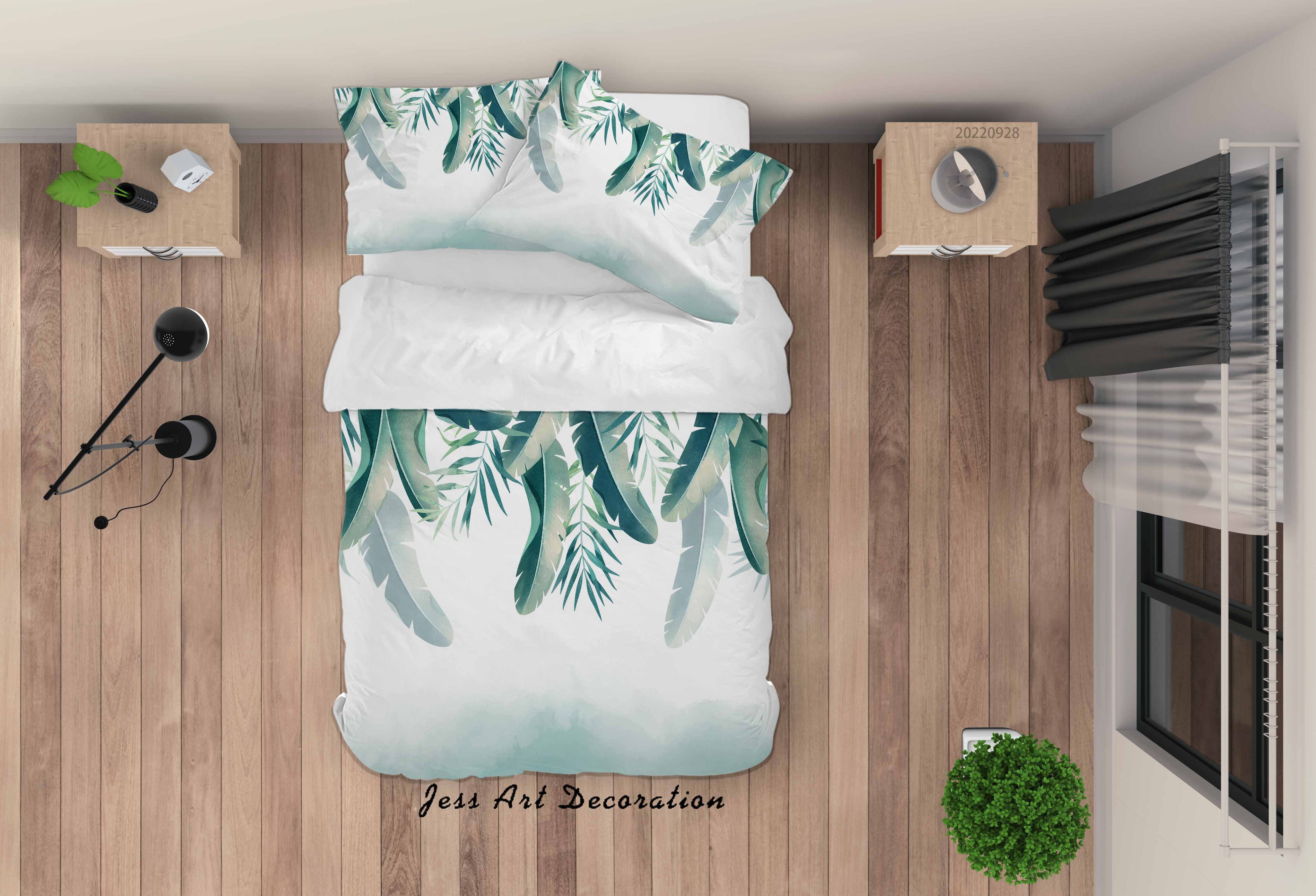 3D Leaf White Quilt Cover Set Bedding Set Duvet Cover Pillowcase 340