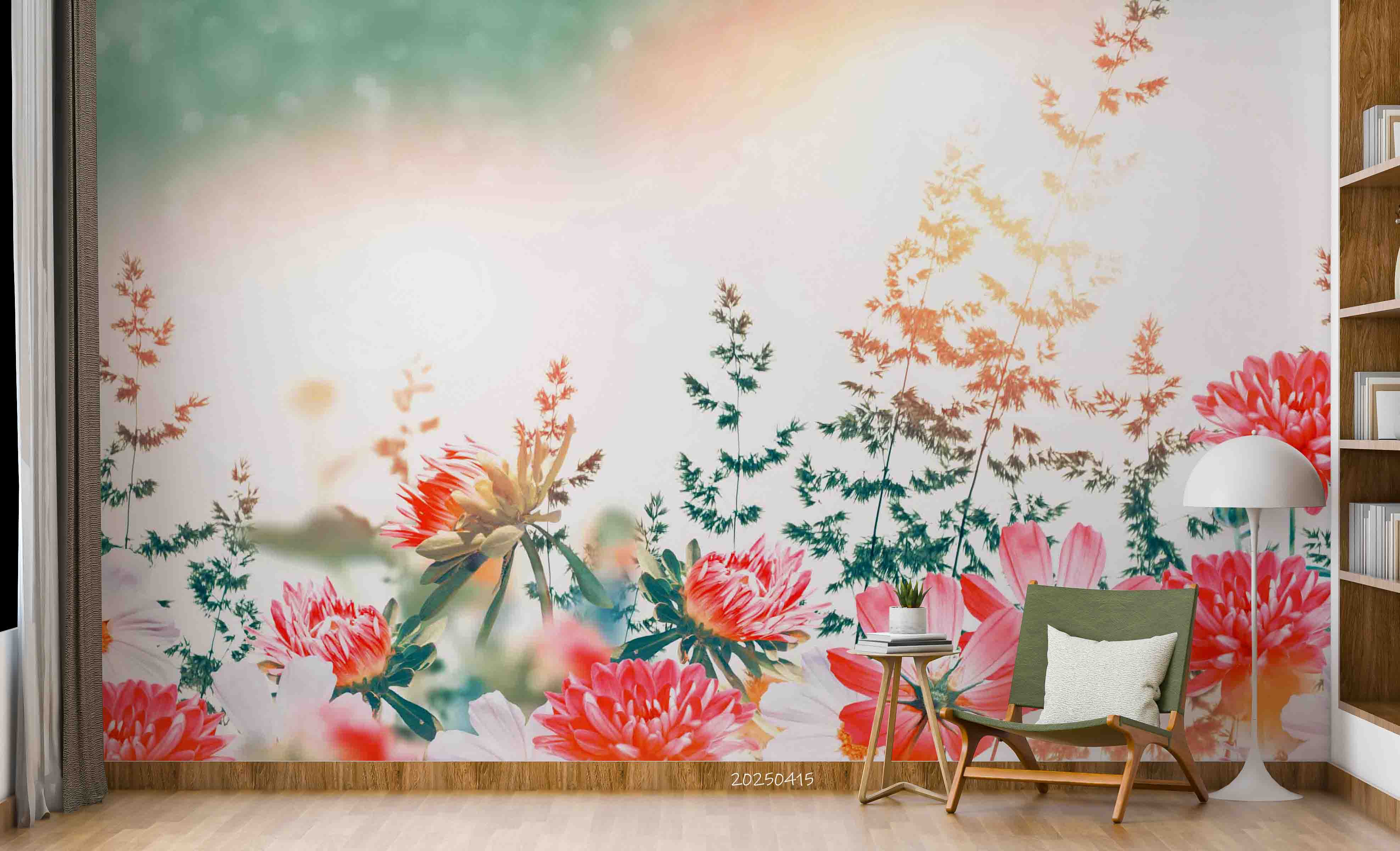 3D Watercolor Red Floral Wallpaper Wall Mural Wall Decor Wall Art Wall Sticker Remoable Wallpaper