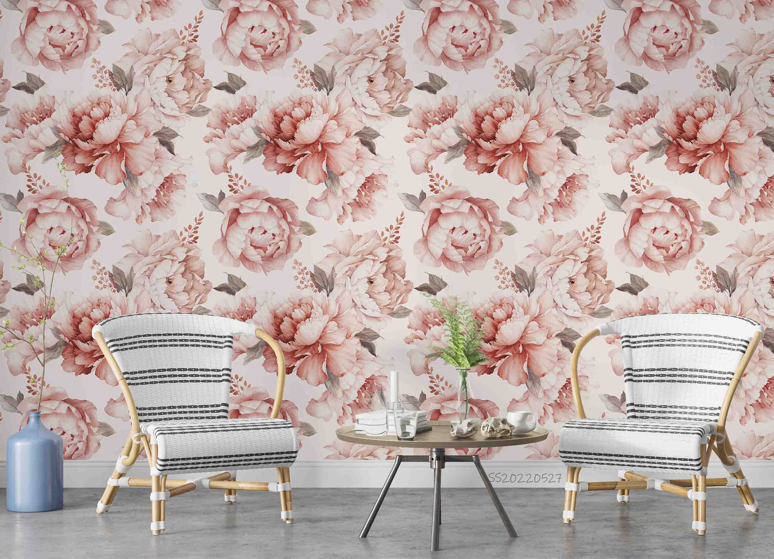 3D Watercolor Summer Peonies Background Wall Mural Wallpaper GD 4188- Jess Art Decoration