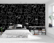 3D Abstract White Lines Blackboard Wall Mural Wallpaper GD 5079- Jess Art Decoration