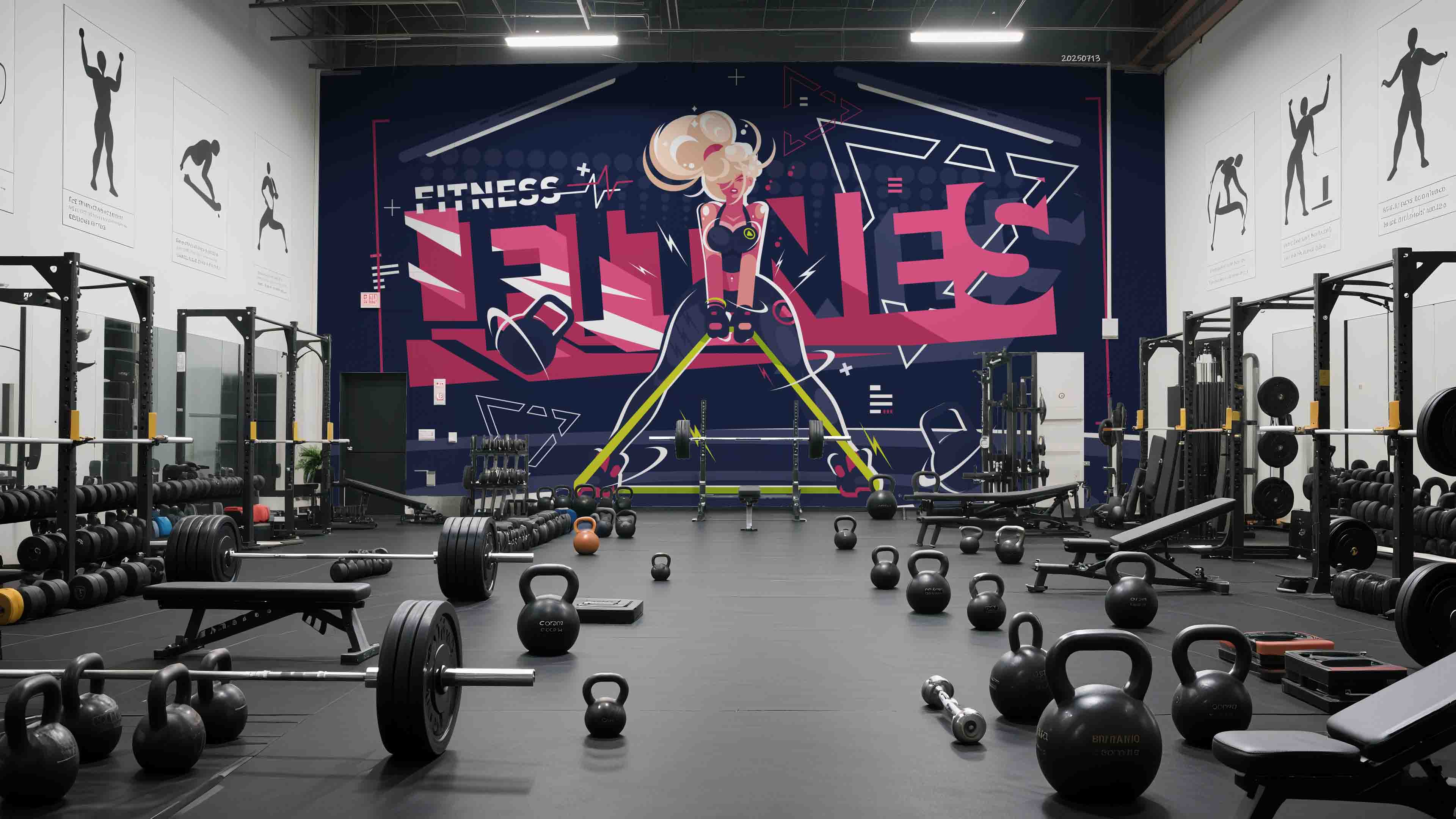 3D Gym Fitness Gymnasium Dumbbell Wall Mural Wallpaper 45