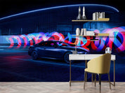 3D Sports Car Neon Pattern Wallpaper Wall Mural Wall Decor Wall Art Wall Sticker Remoable Wallpaper