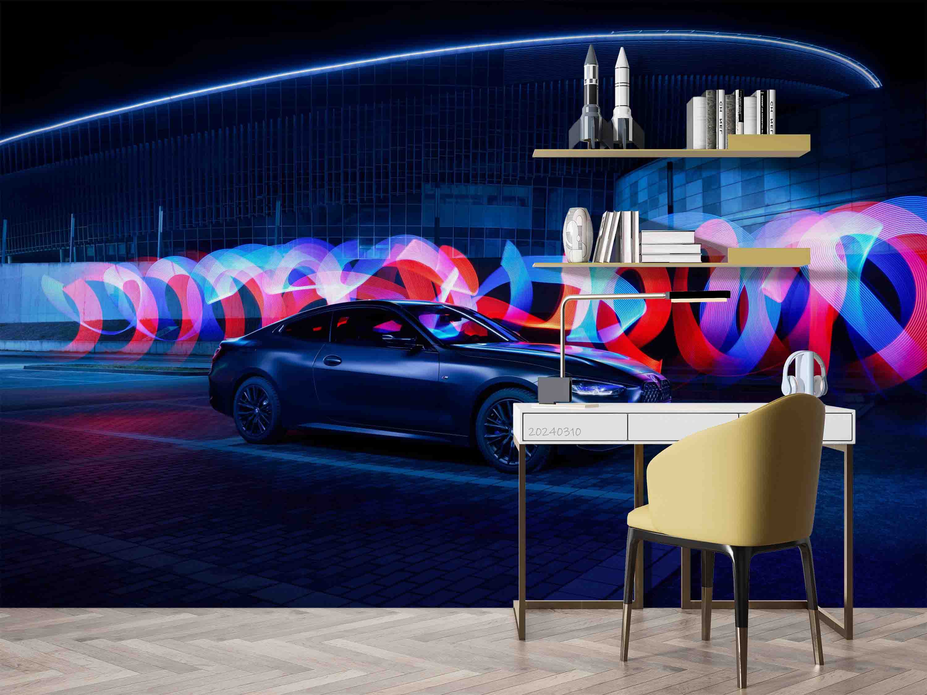 3D Sports Car Neon Pattern Wallpaper Wall Mural Wall Decor Wall Art Wall Sticker Remoable Wallpaper