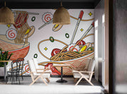 3D Restaurant Snack Bar Diner Fast Food Ramen Japanese Noodle Wall Mural Wallpaper 16