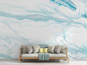 3D Abstract Damaskeen Wave Blue Wall Mural Wallpaper YXL 583
