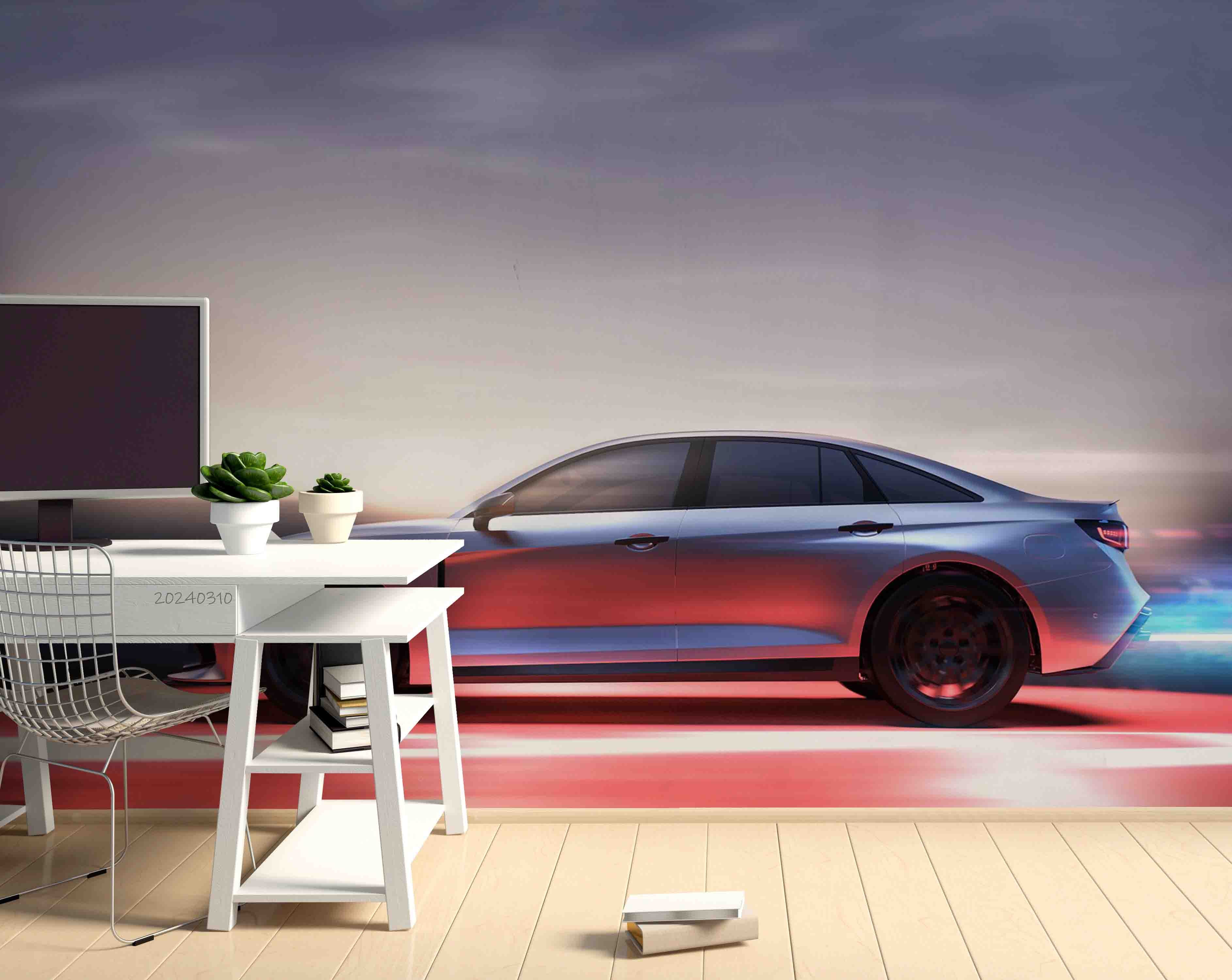 3D Grey Sports Car Pattern Wallpaper Wall Mural Wall Decor Wall Art Wall Sticker Remoable Wallpaper