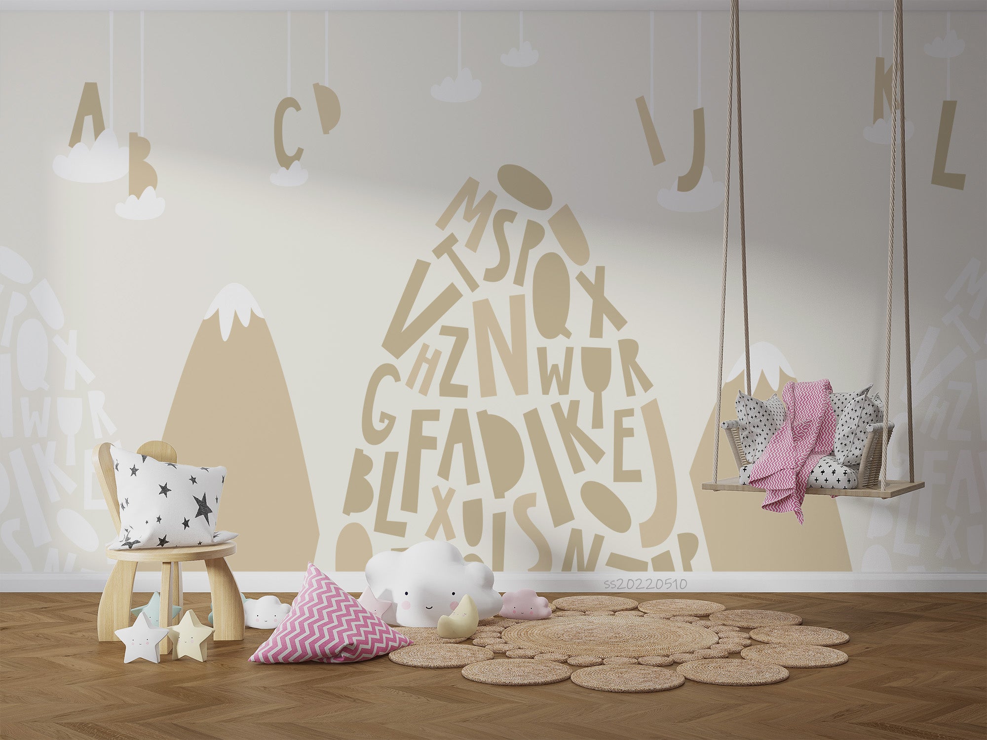 3D Cartoon Letter Mountain Kids Wall Mural Wallpaper GD 4074- Jess Art Decoration