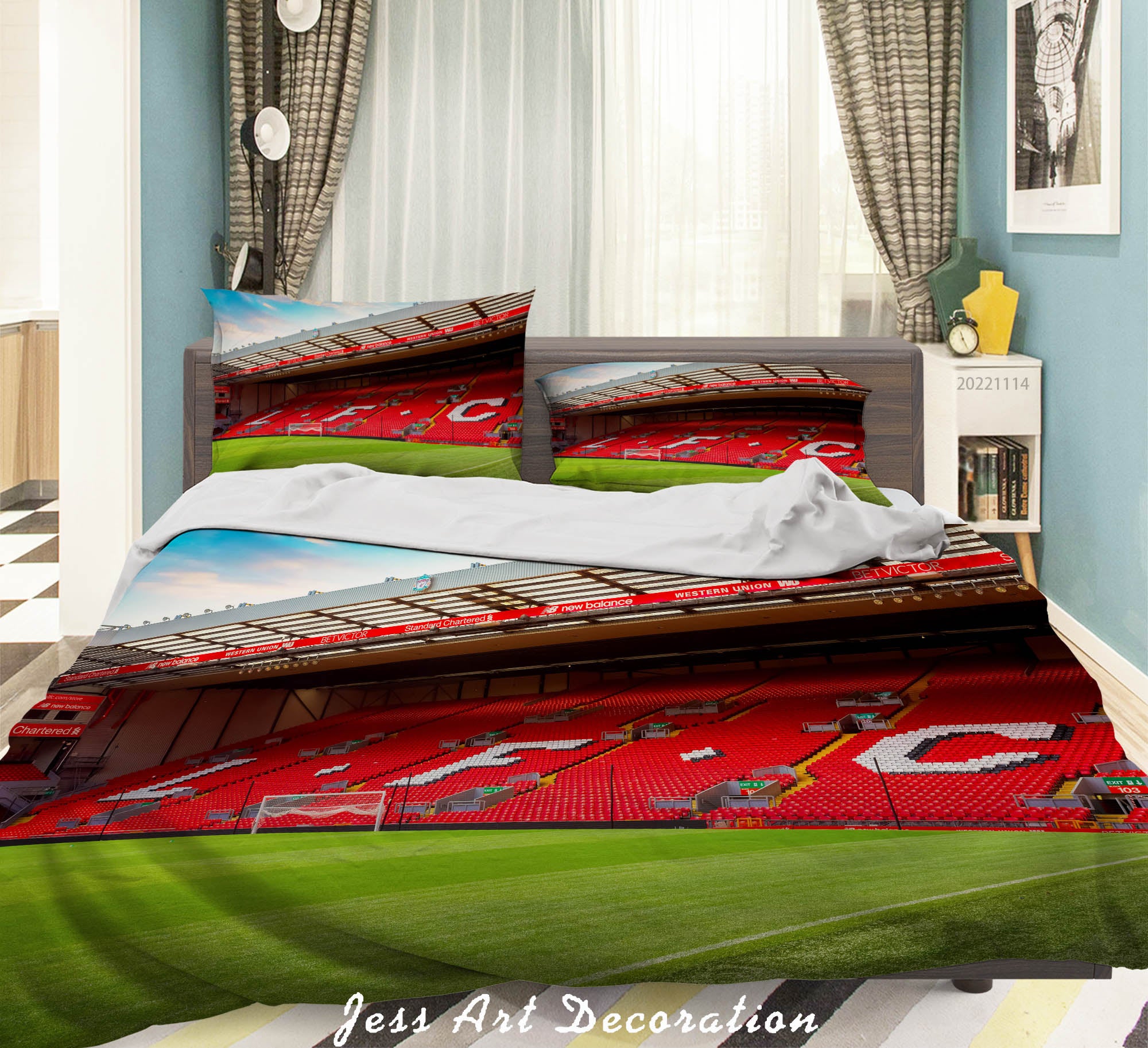 3D Liverpool Football Club Sky Quilt Cover Set Bedding Set Duvet Cover Pillowcase 906