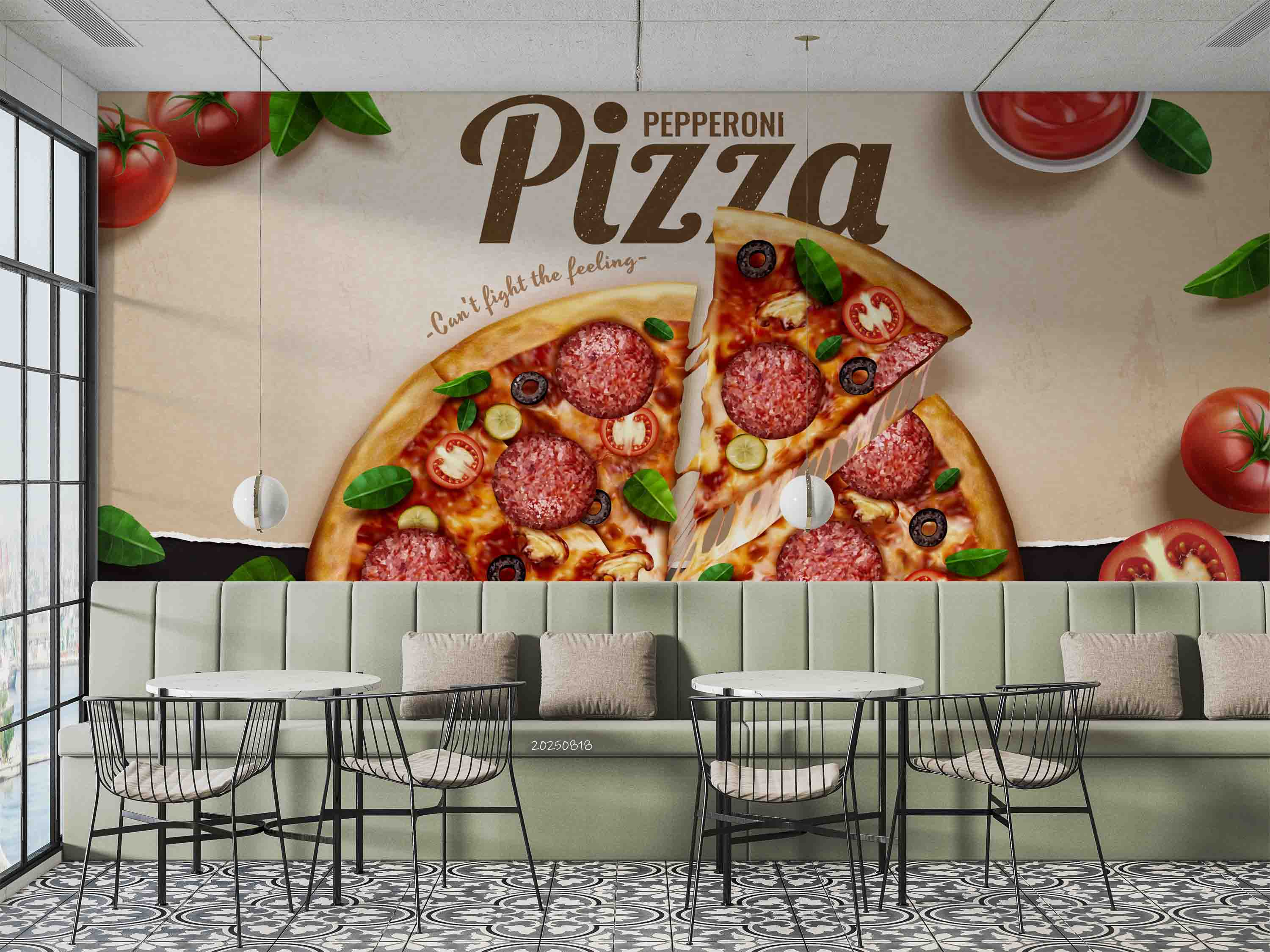 3D Restaurant Snack Bar Diner Fast Food Pizza Wall Mural Wallpaper 25