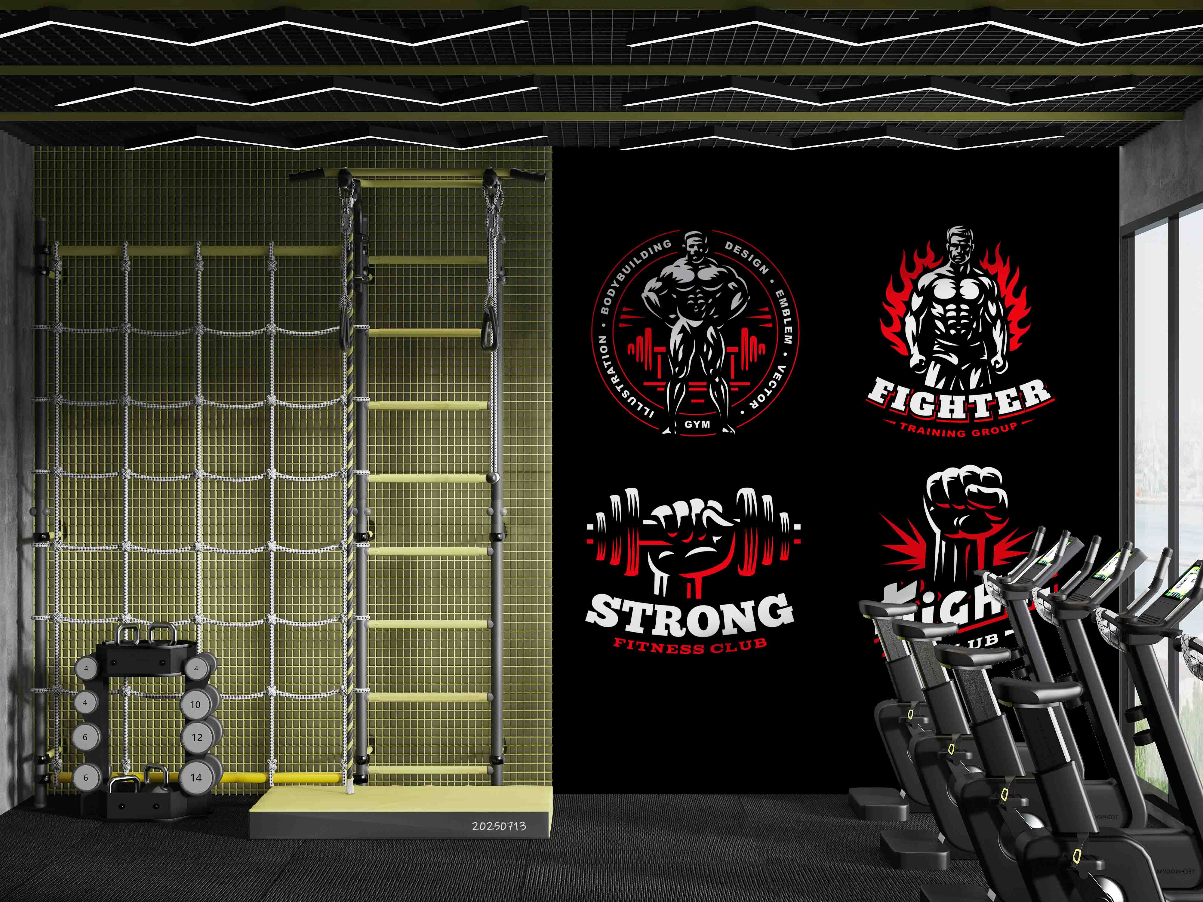 3D Gym Fitness Gymnasium Wall Mural Wallpaper 60
