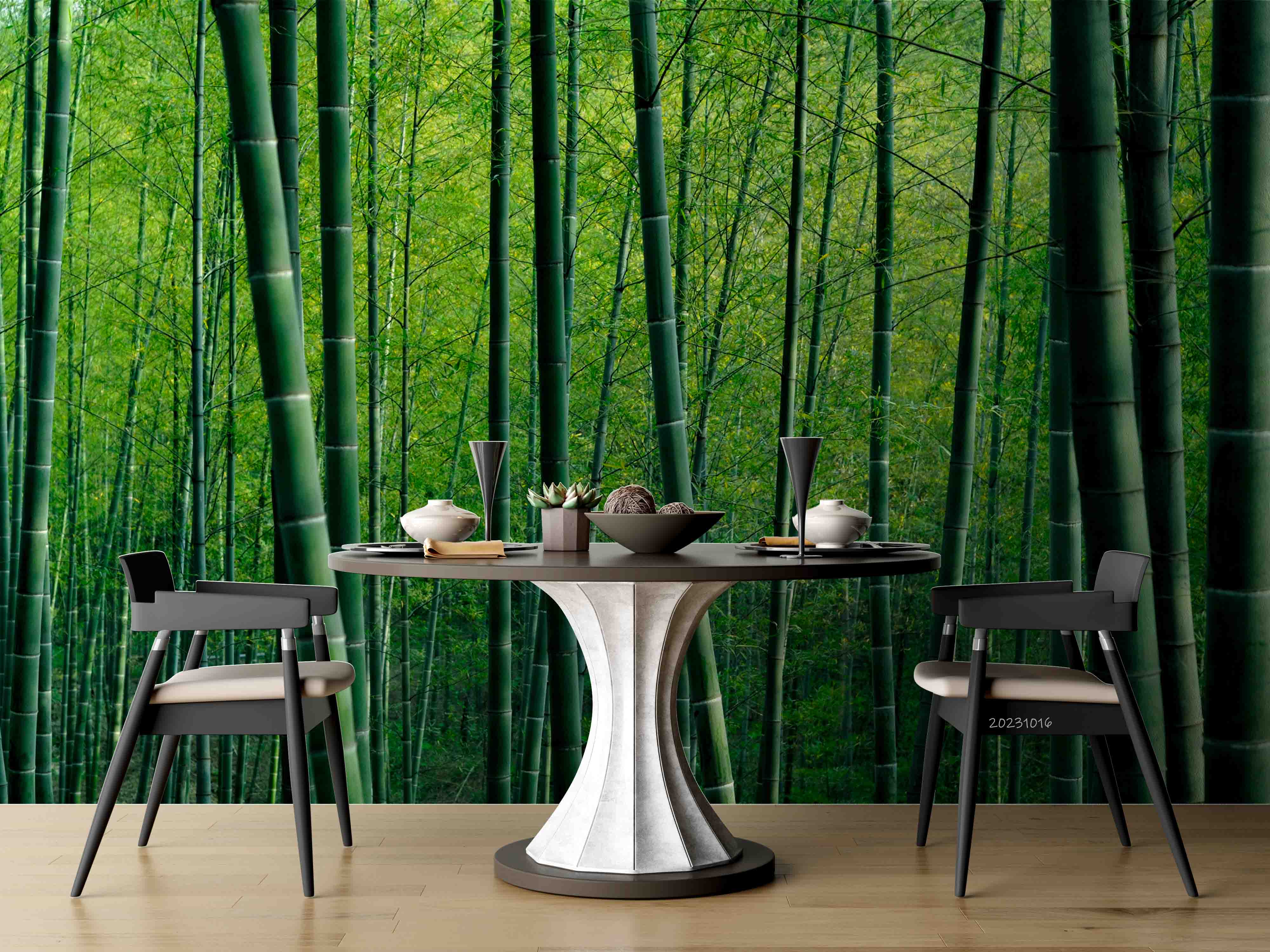 3D Bamboo Pole Leaf Green Wall Mural Wallpaper YXL 2946