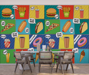 3D Fast Food Comic Colorful Background Advertising Poster Wall Mural Wallpaper GD 4905- Jess Art Decoration