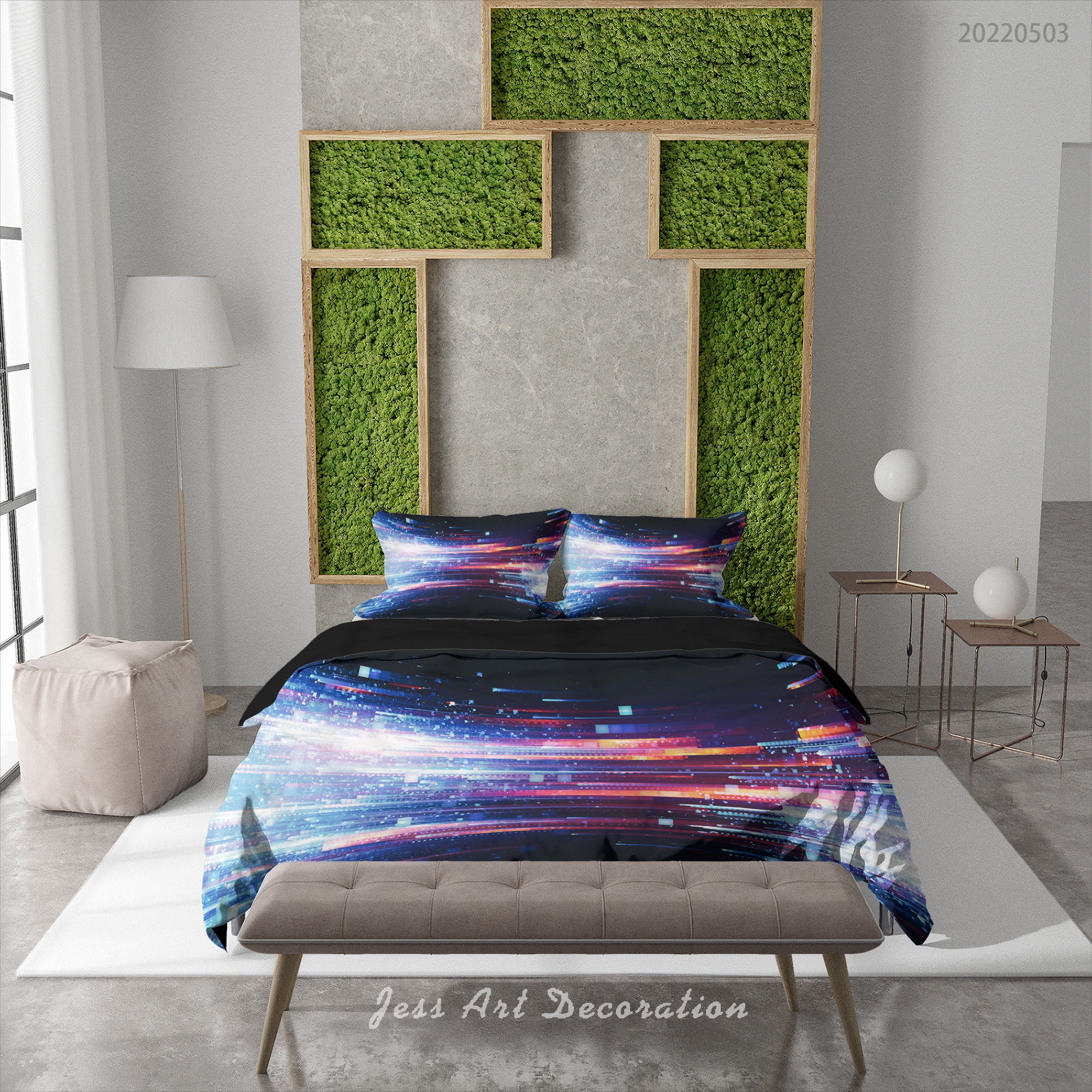 3D Starry Sky Line Ripple Starlight Quilt Cover Set Bedding Set Duvet Cover Pillowcase 520
