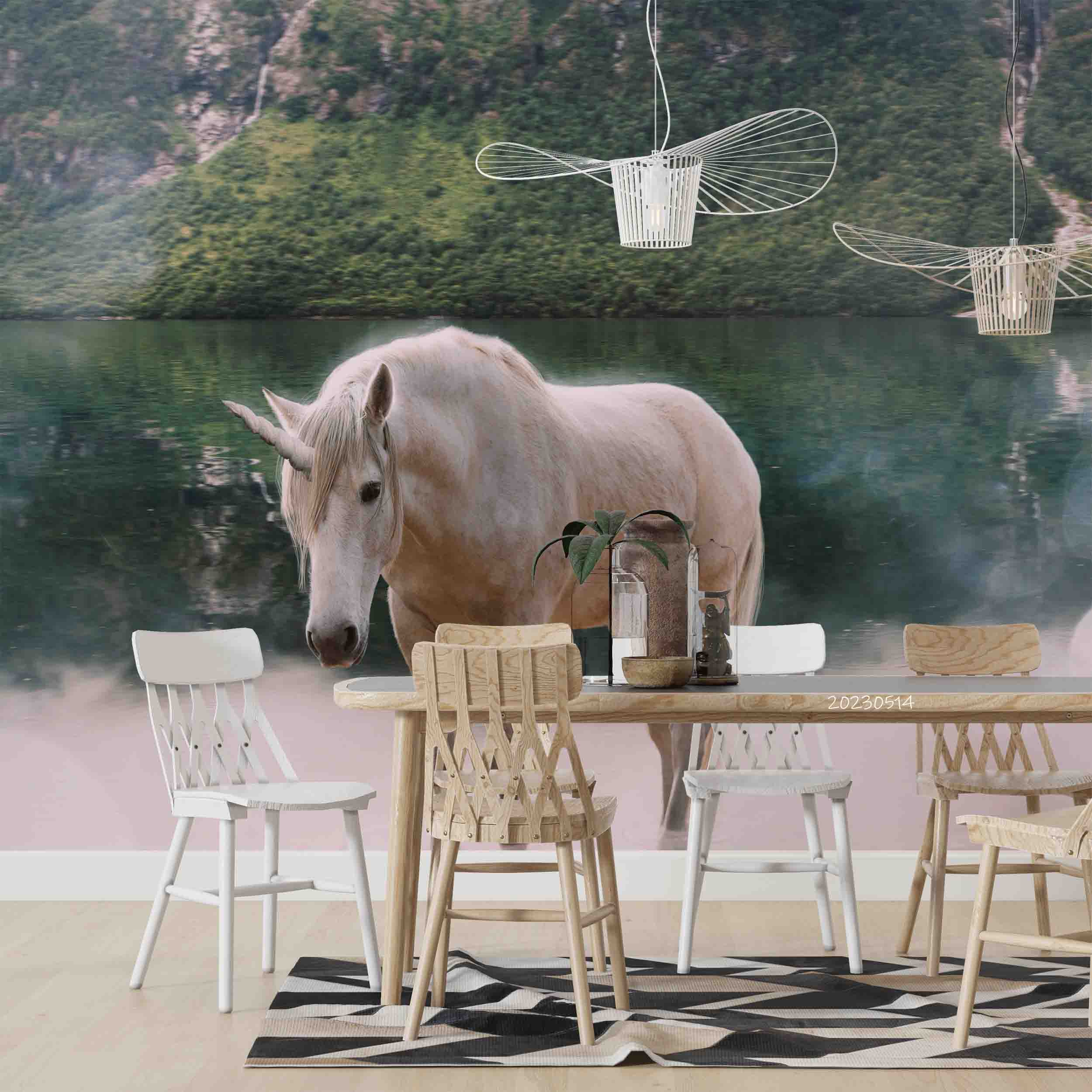 3D Magic Unicorn Nature Landscape Wall Mural Wallpaper GD 5329- Jess Art Decoration