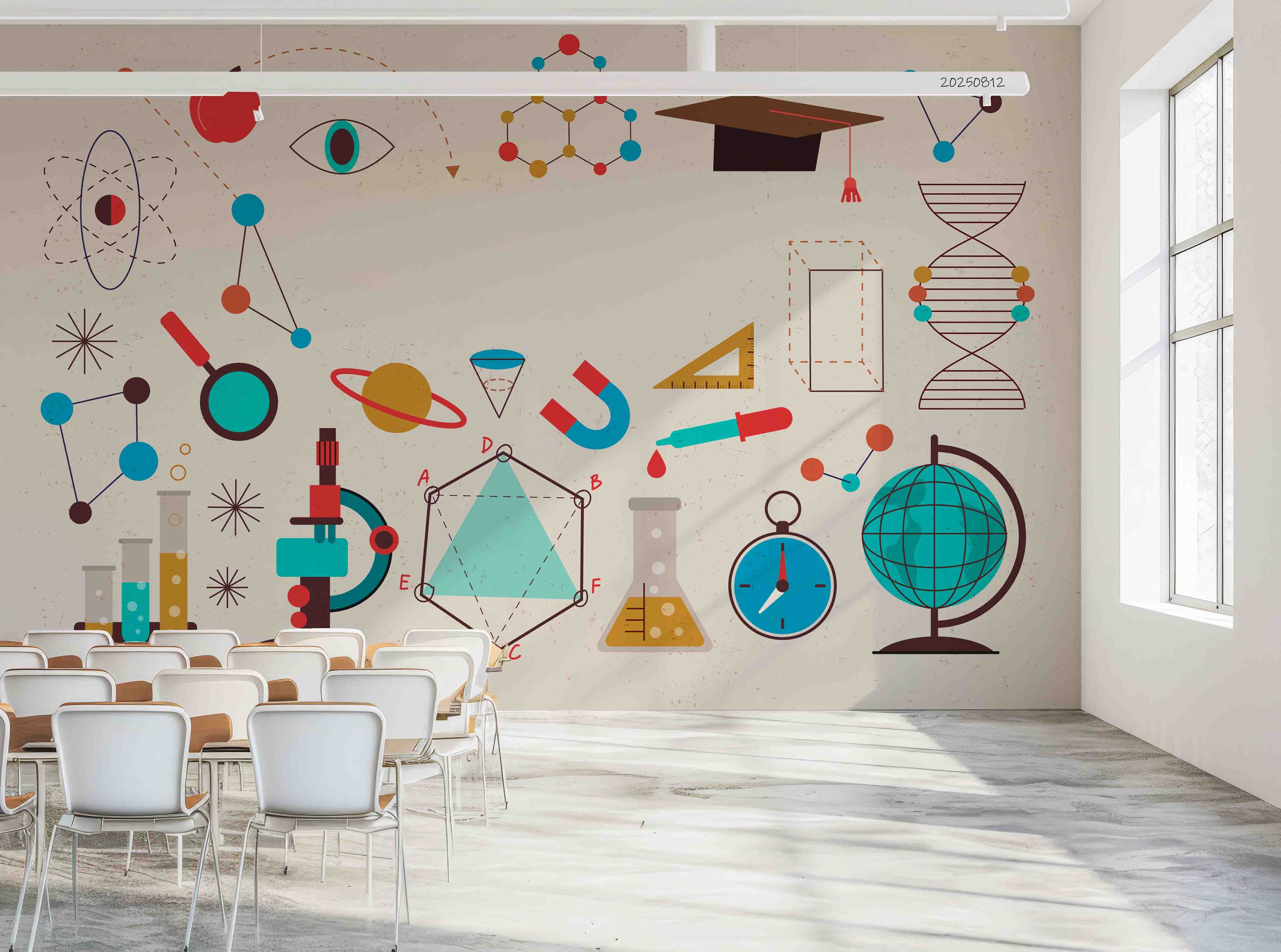 3D School STEM Science Lab Classroom Geography Teaching Aid Wall Mural Wallpaper 2