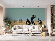 3D Museum Figure Silhouette minimal museum figure silhouette wall mural wallpaper for office - view 2