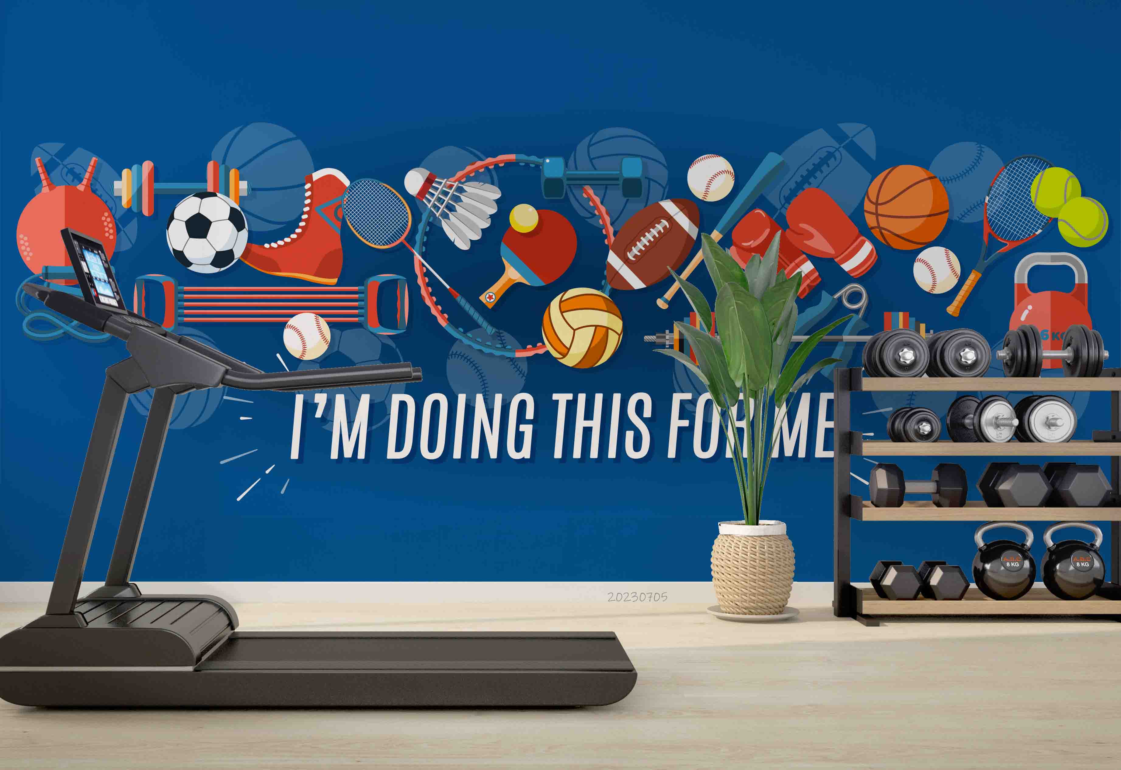 3D Sports Apparatus Ball Blue Wall Mural Wallpaper YXL 1704