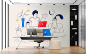 3D Office Business Commerce Hand Drawing Working Wall Mural Wallpaper 24