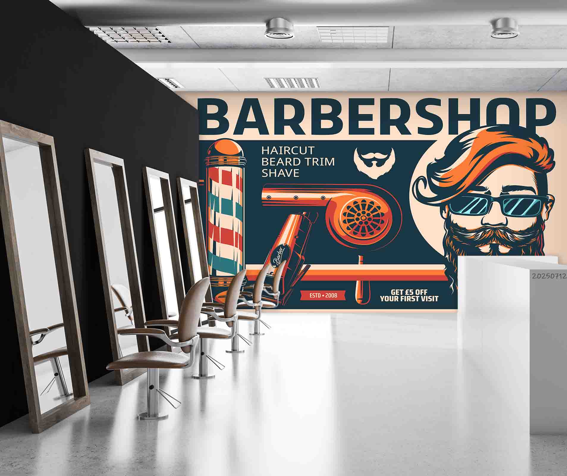 3D Barber Shop Hair Salon Haircut Specialist Shaving Wall Mural Wallpaper 12