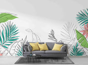 3D Hand Drawn Colored Palm Leaves Wallpaper Wall Mural Wall Decor Wall Art Wall Sticker Remoable Wallpaper 16
