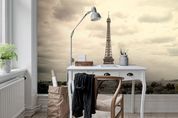 3D Eiffel Tower Cloud Sky romantic Paris skyline scene wall mural wallpaper for office