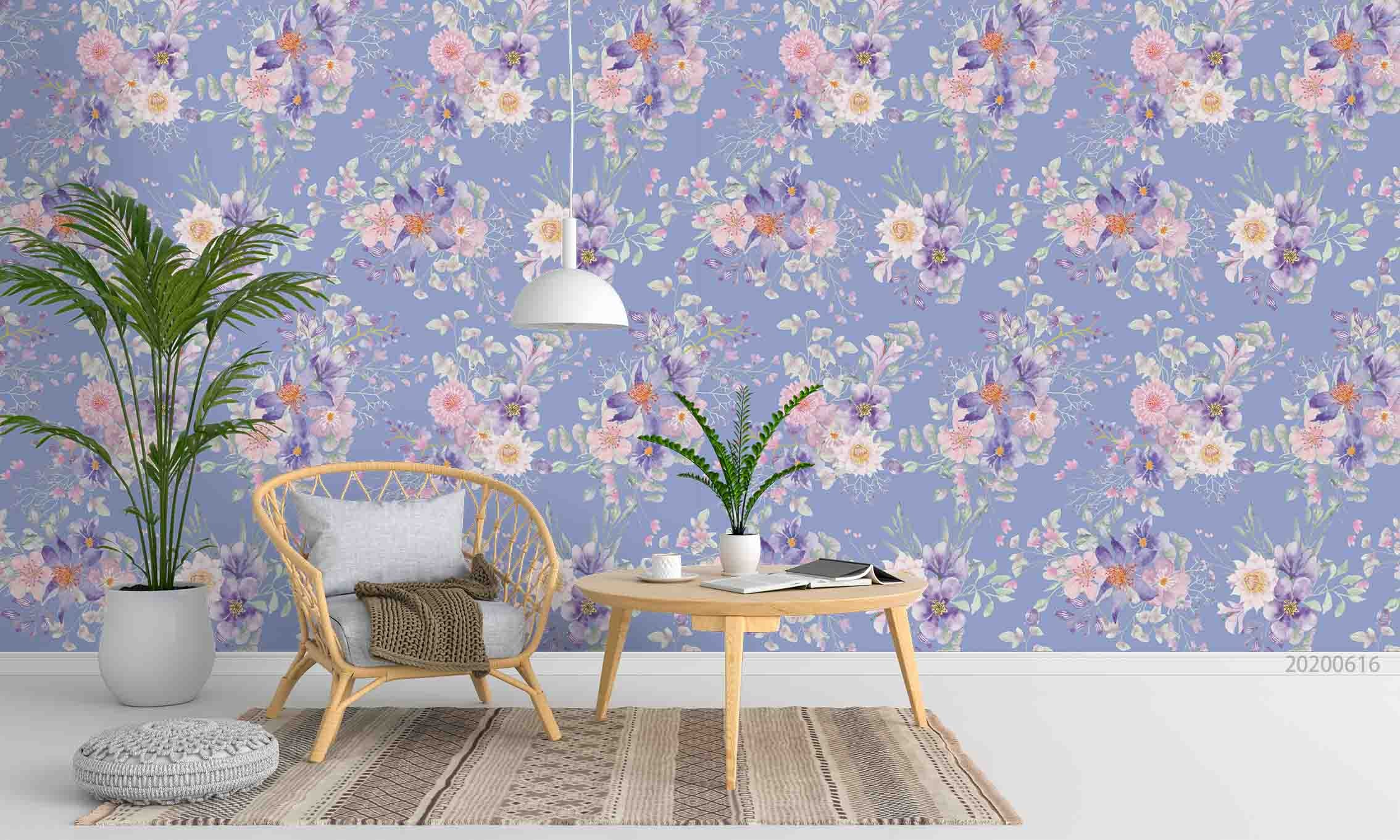 3D Floral Peony Blue Wall Mural Wallpaper YXL 2258