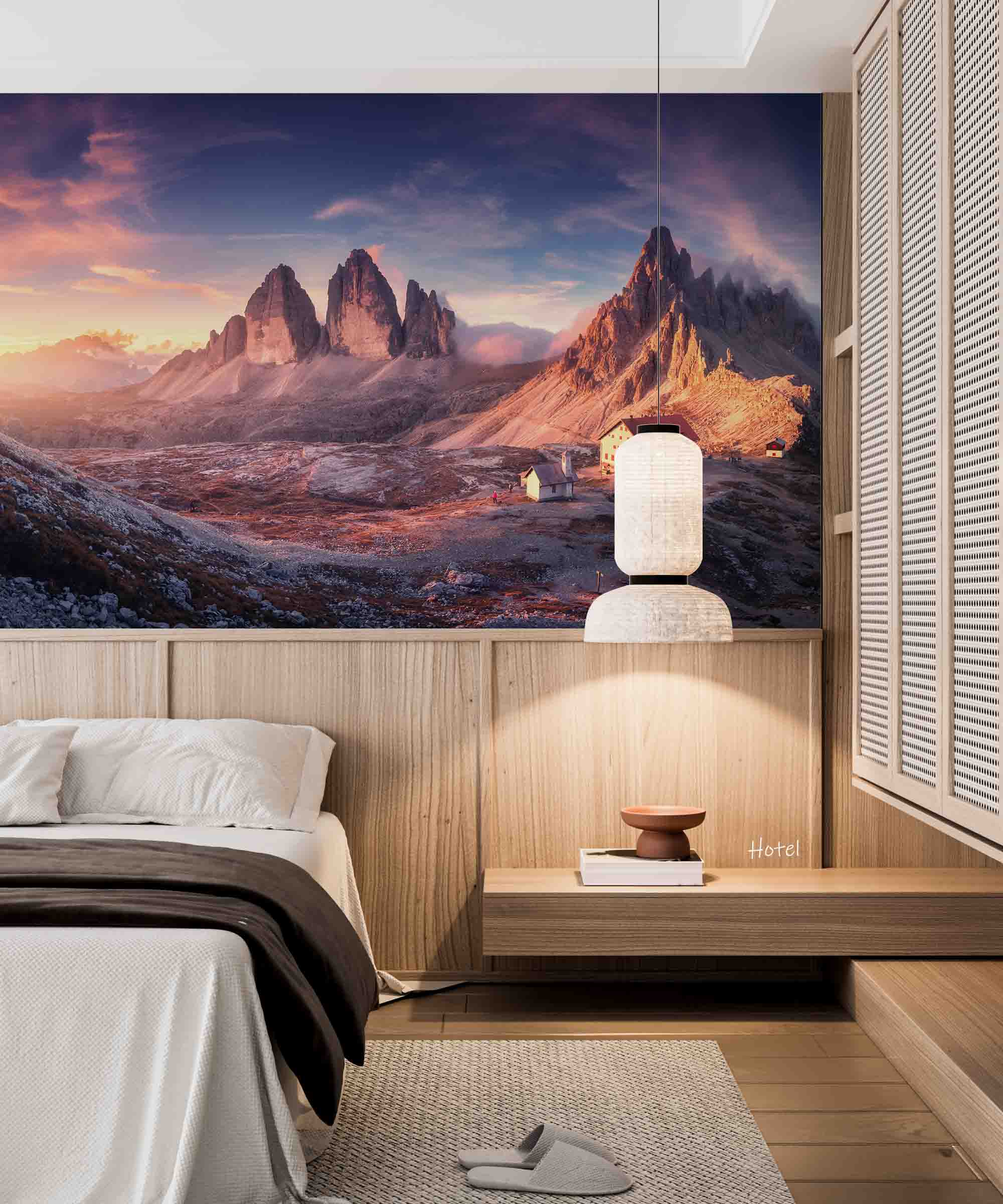3D Hotel Inn Motel Hostel Resort Manor Scenery Mountains Wall Mural Wallpaper 29