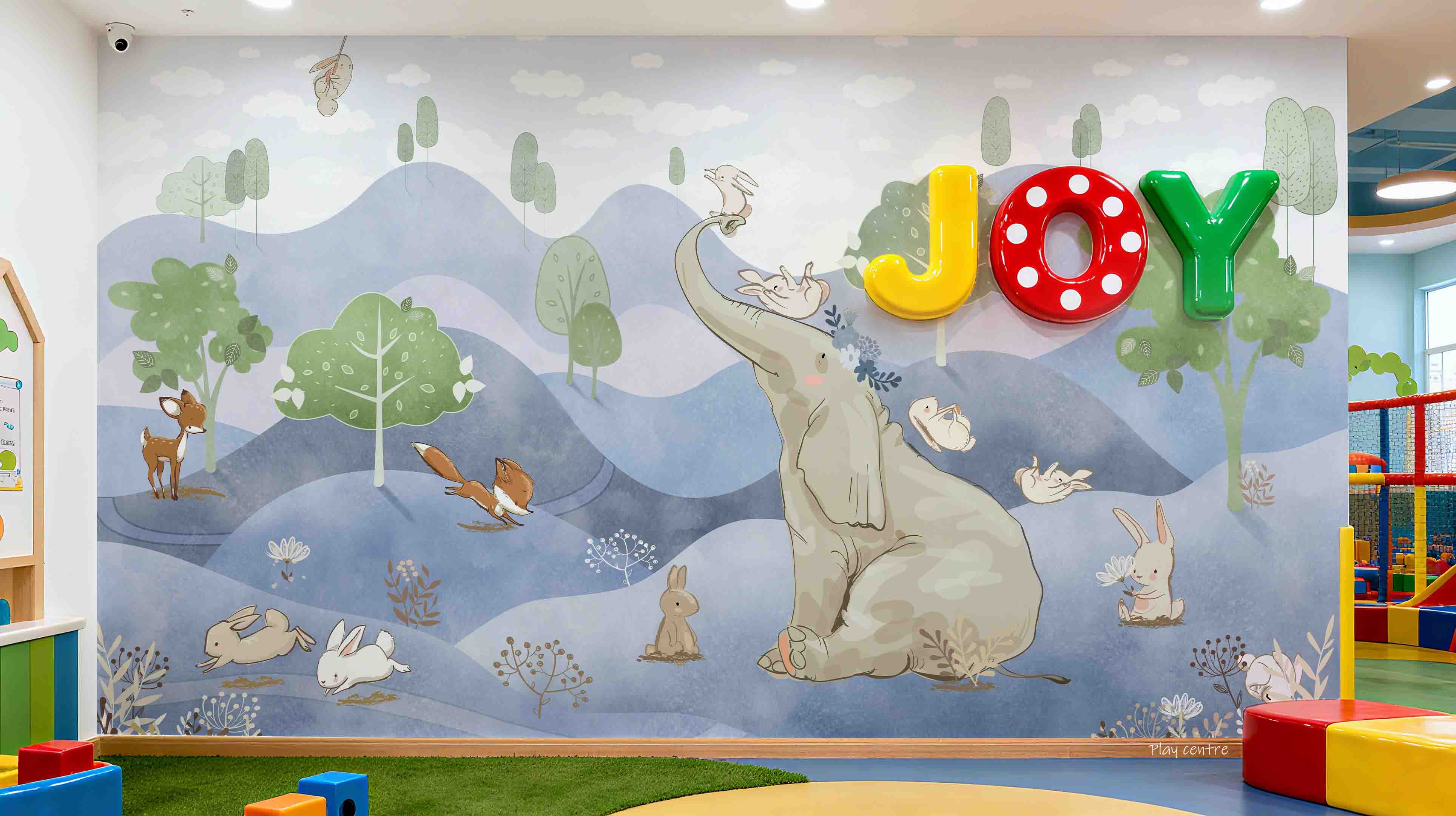 3D Play Centre Amusement Park Funfair Carnie Cartoon Animals Scenery Wall Mural Wallpaper 30