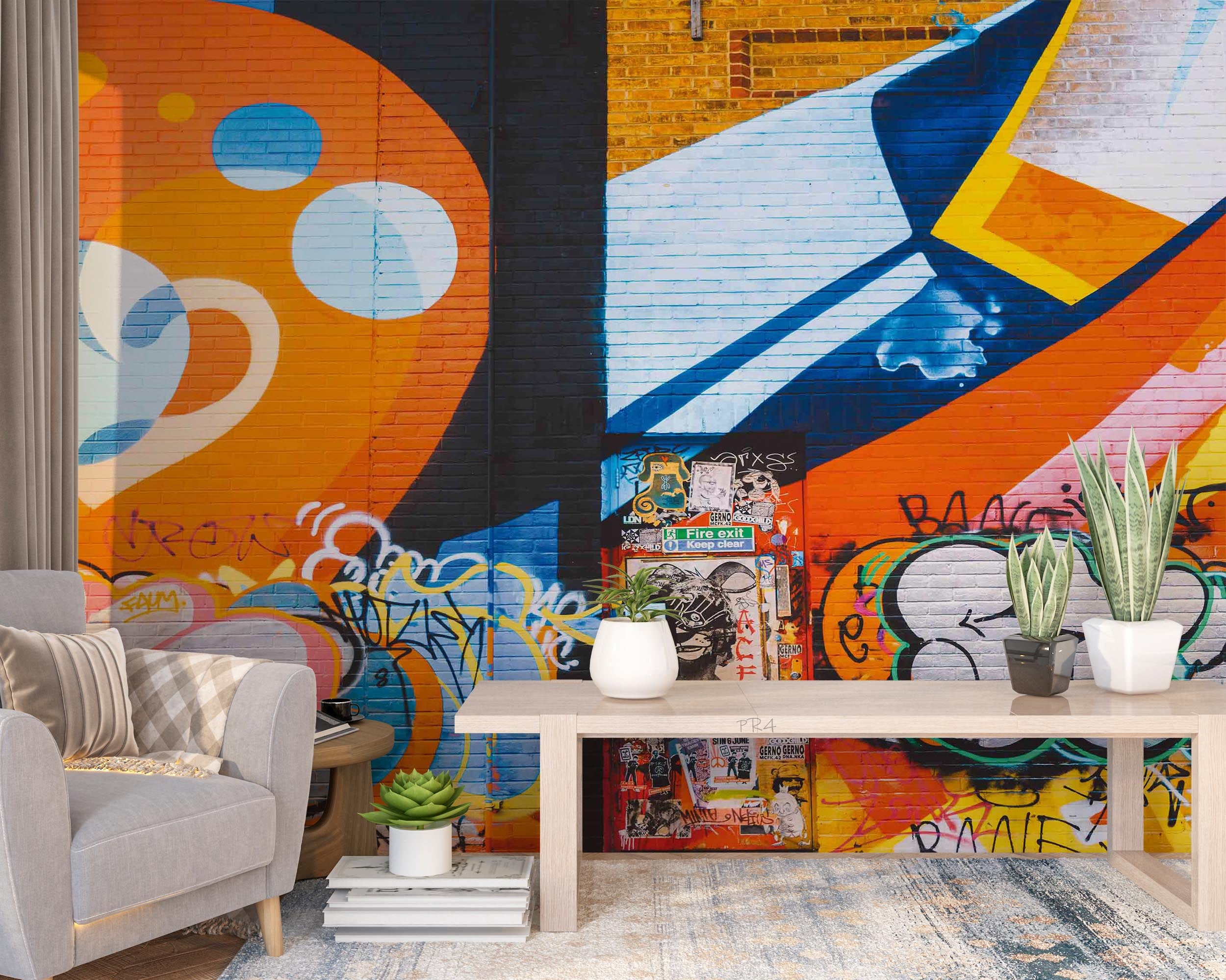 3D Graffiti Round Love Triangle Wall Mural Wallpaper YXL 2805