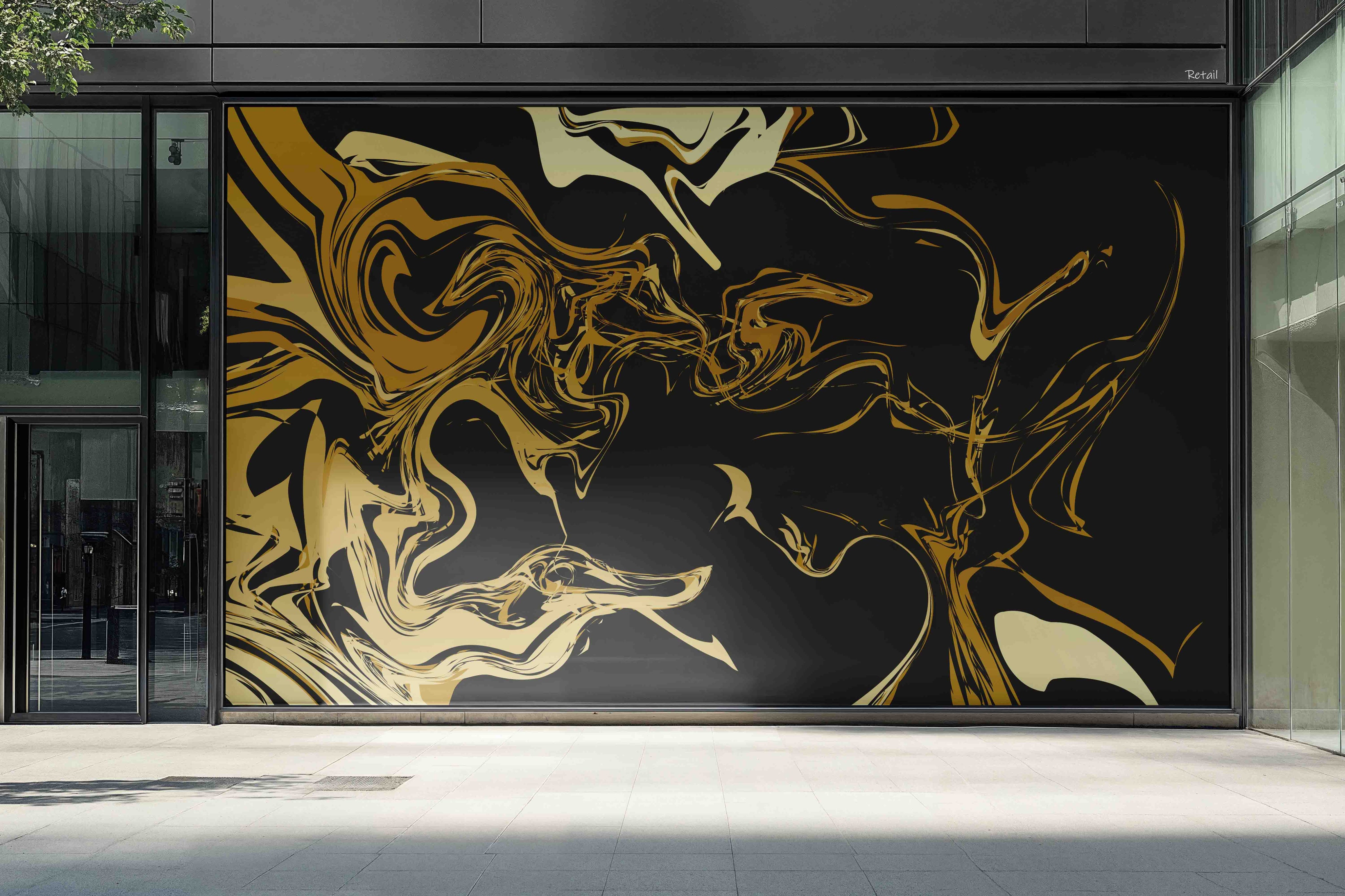 3D Retail Shop Store Market Trade Marble Gold Black Wall Mural Wallpaper 21